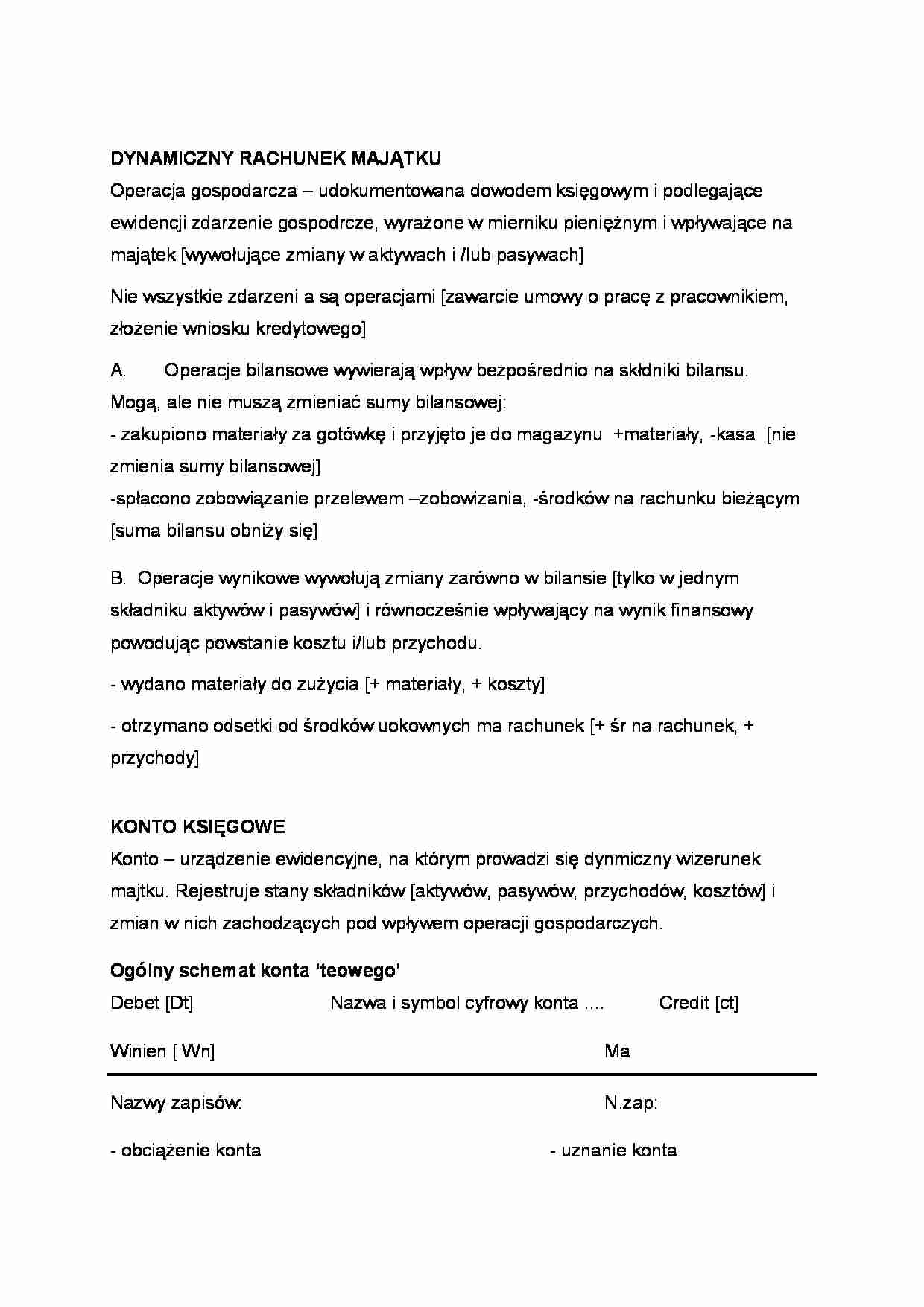 Dynamiczny rachunek majątku - omówienie (sem II) - strona 1