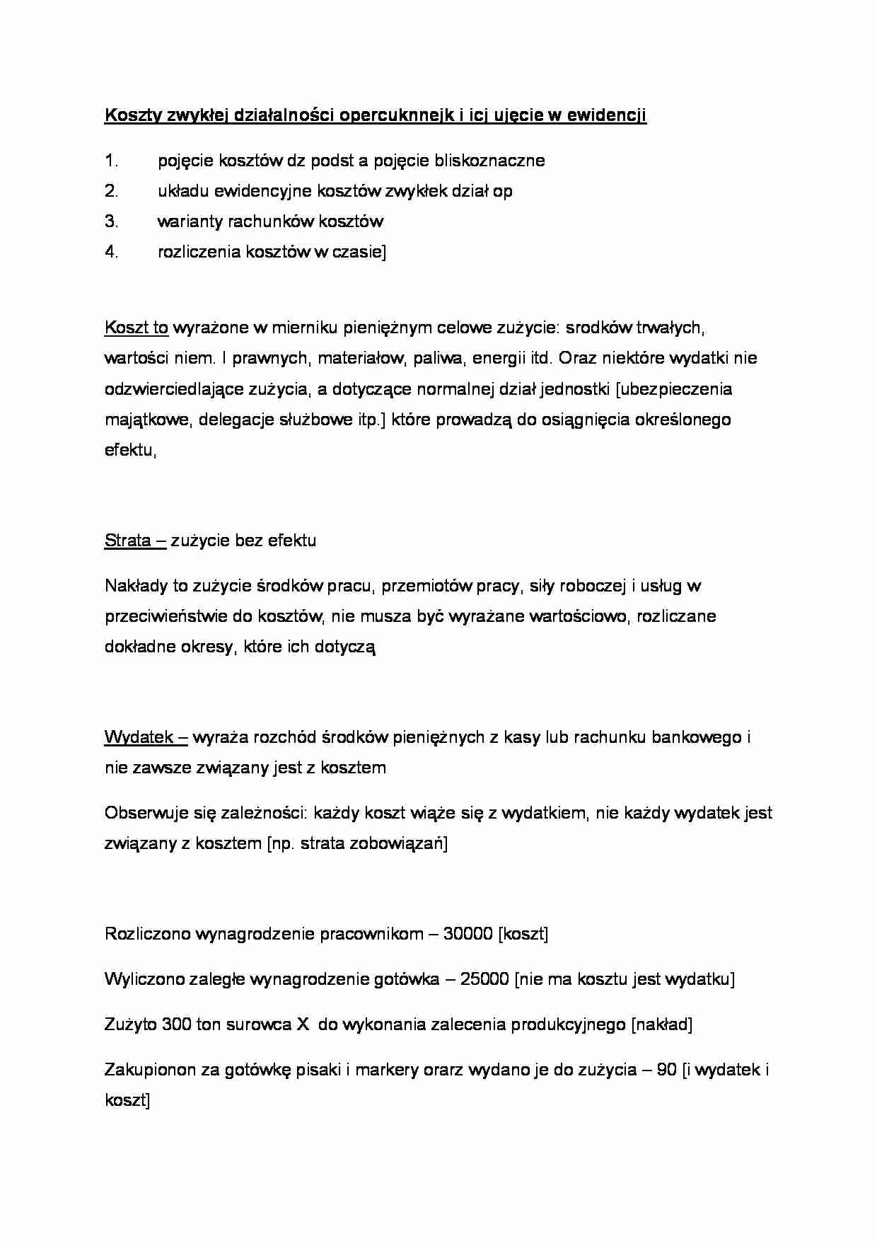 Koszty zwykłej działalności operacyjnej - omówienie (sem II) - strona 1