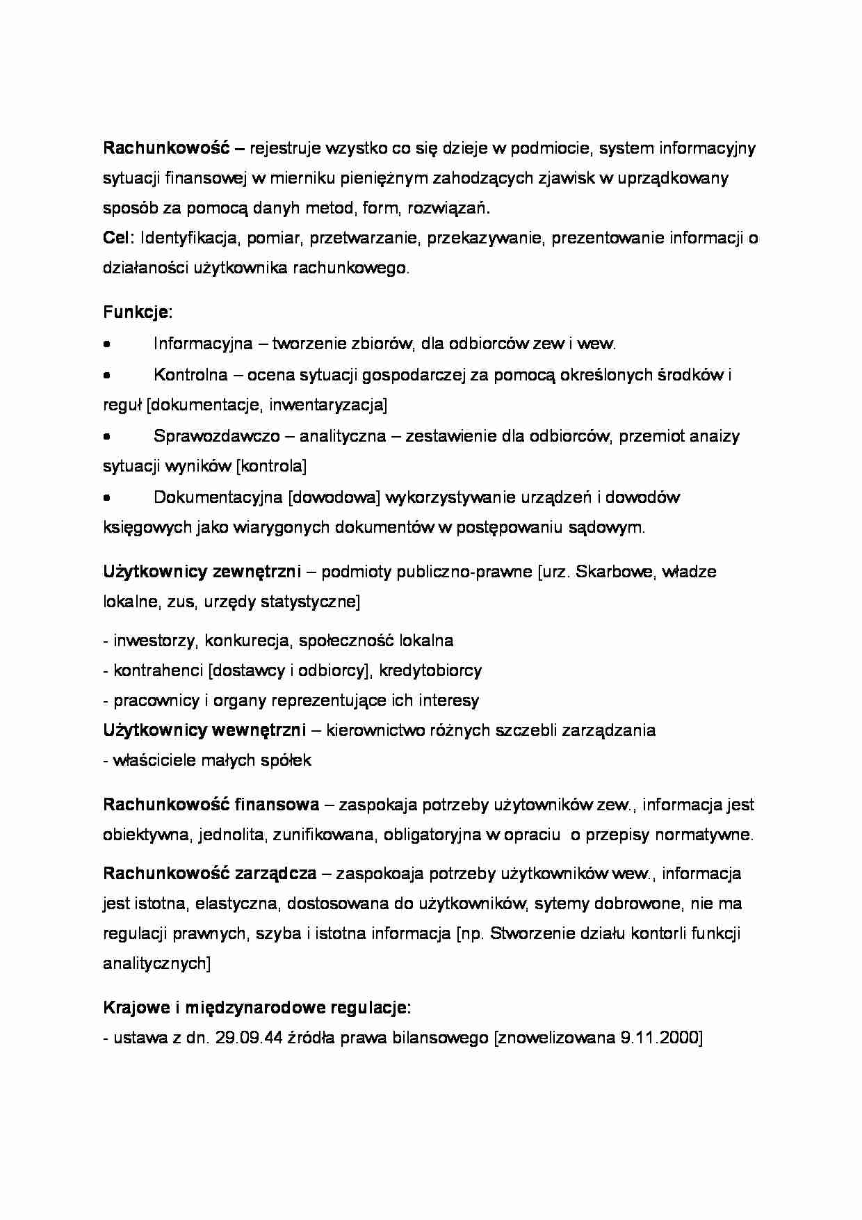 Rachunkowość  - wprowadzenie  (sem II) - strona 1