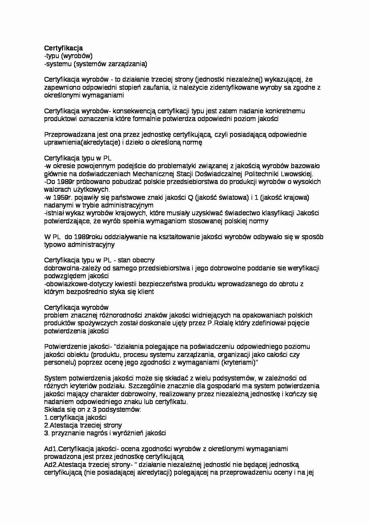 Wykład -certyfikacja, sem IV - strona 1