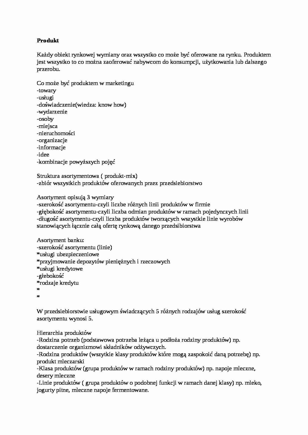 Wykład - definicja produktu, sem IV - strona 1