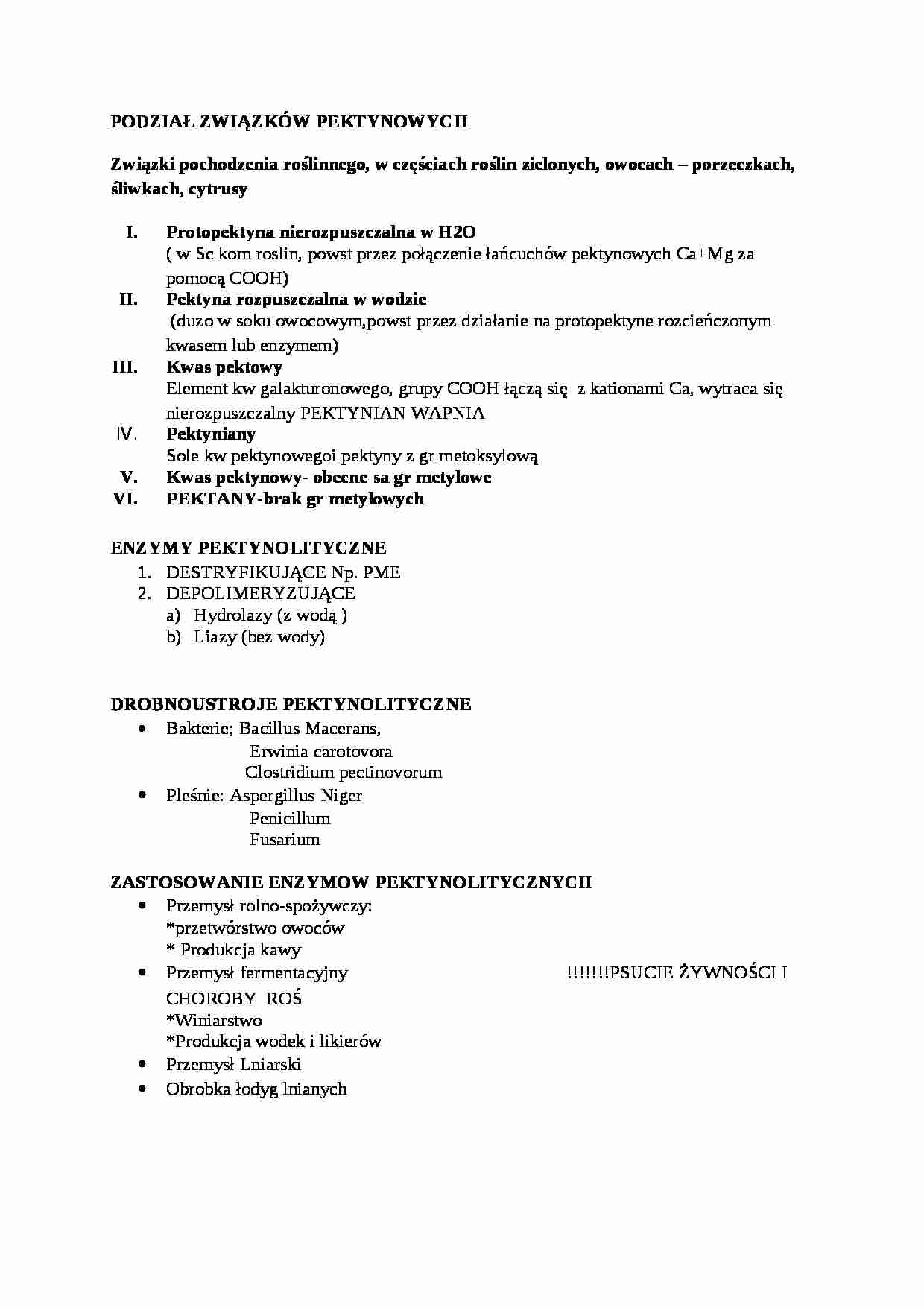 Wykład - podział związków pektynowych, sem III - strona 1