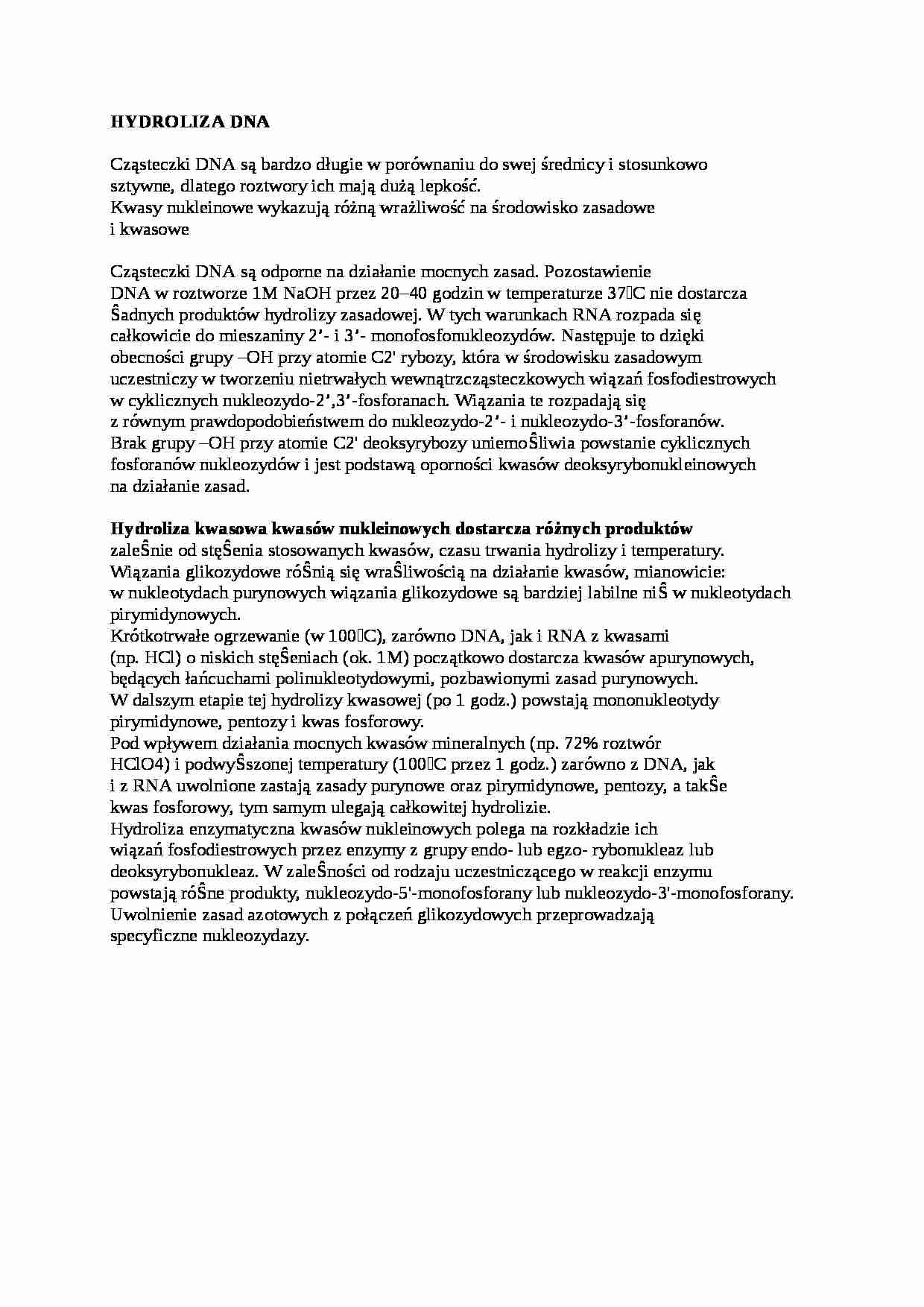 Wykład - hydroliza DNA, sem III - strona 1