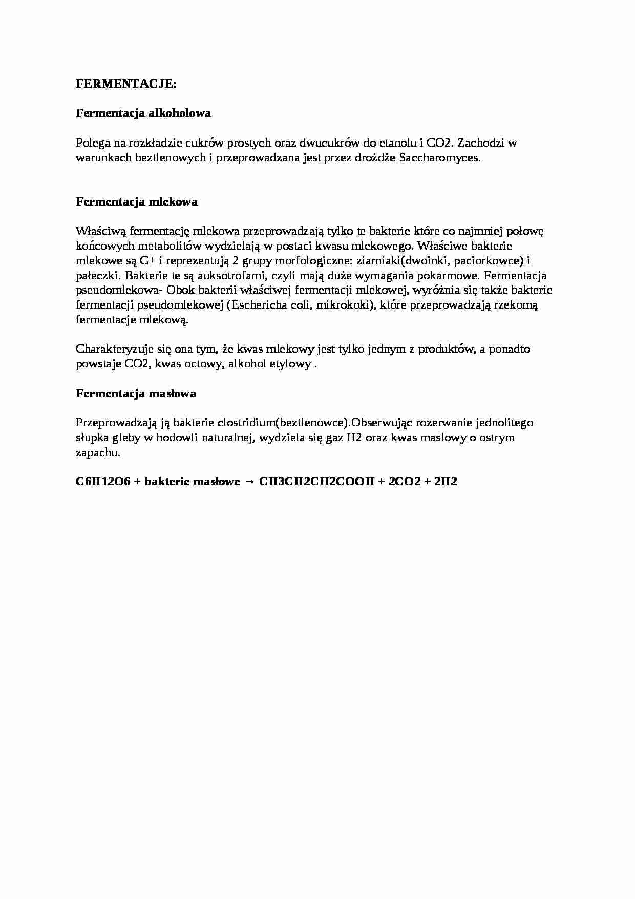 Wykład - fermentacje, sem III - strona 1