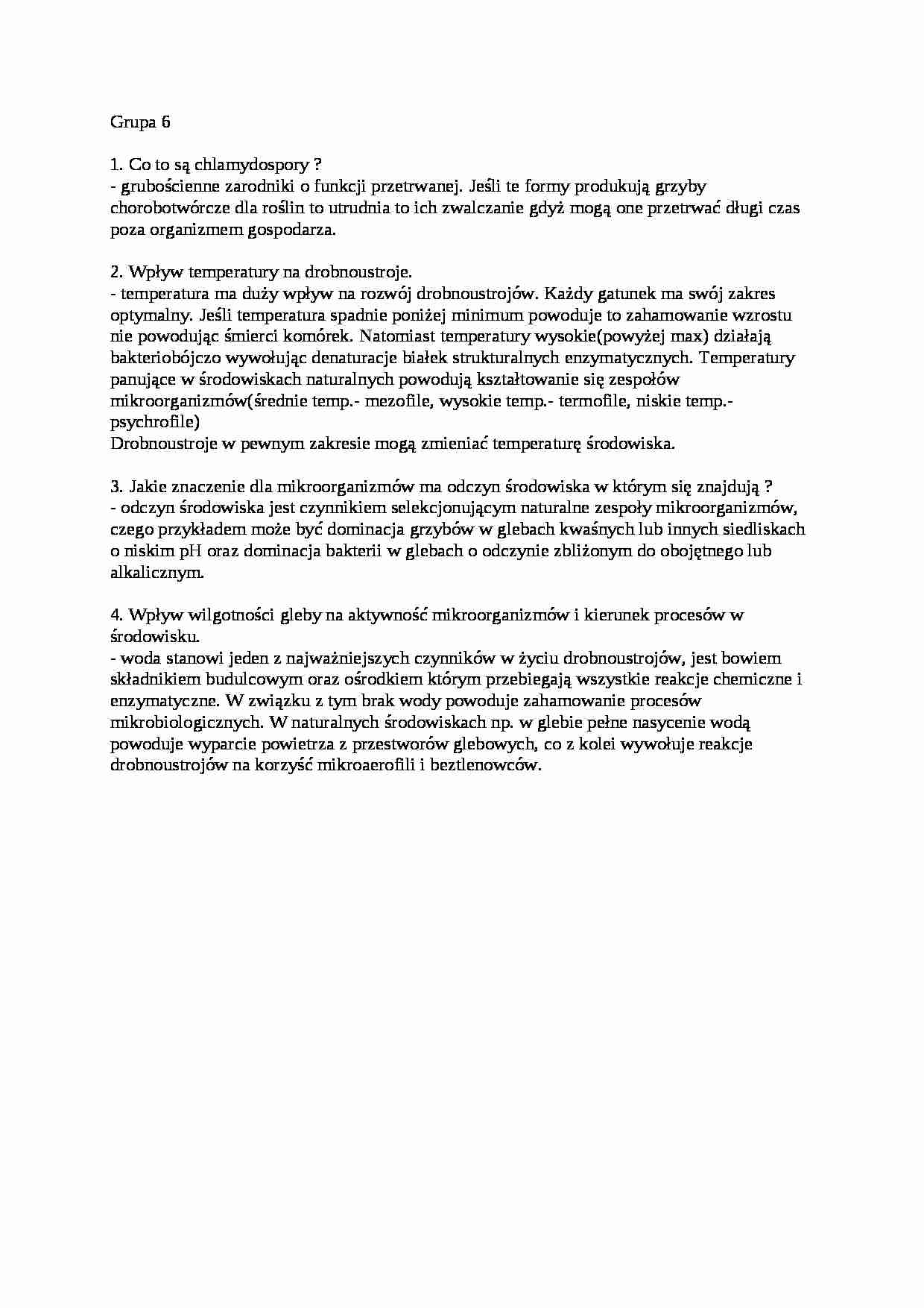 Kolokwium z biochemii, sem III - Chlamydospory - strona 1