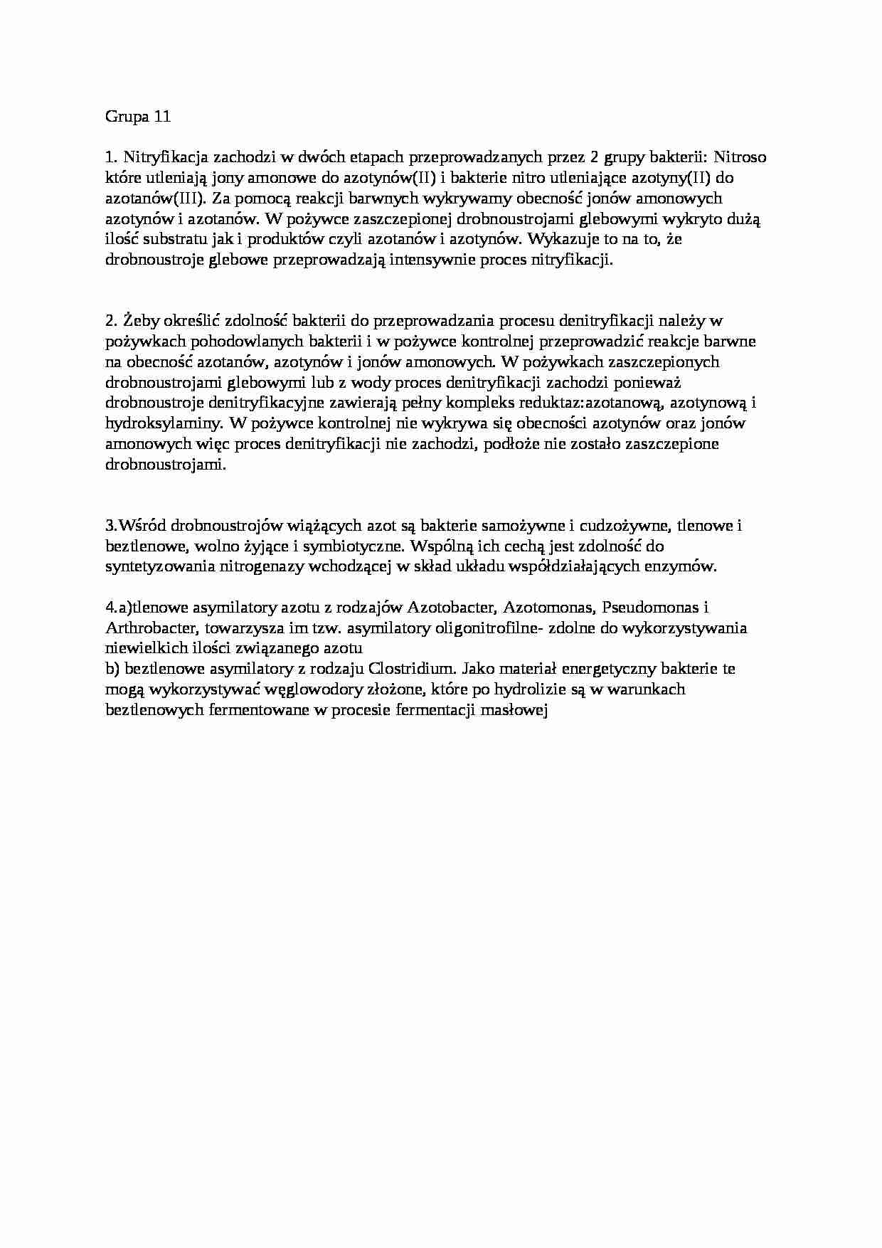 Kolokwium zaliczeniowe, sem III - Nitryfikacja - strona 1