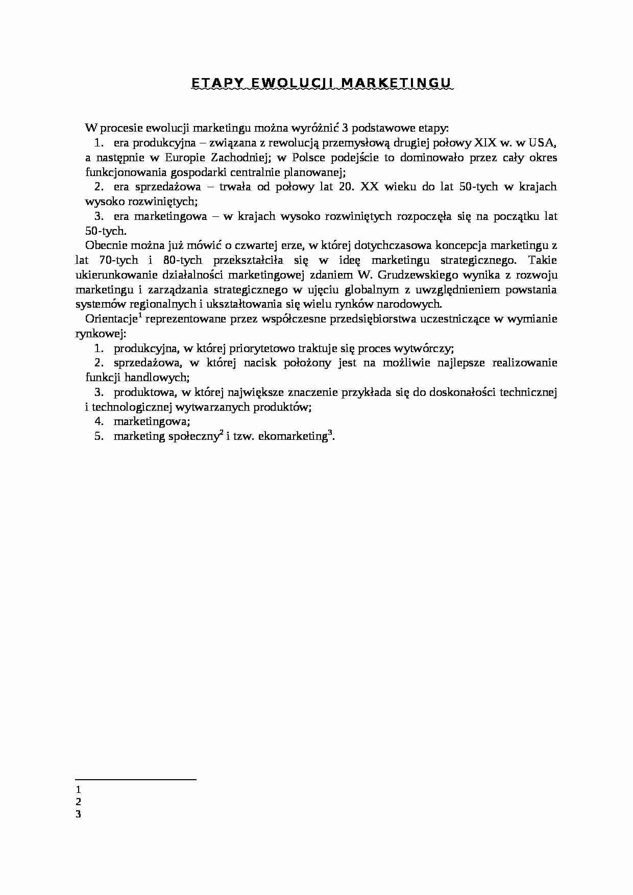 Wykład - etapy ewolucji marketingu, sem IV - strona 1