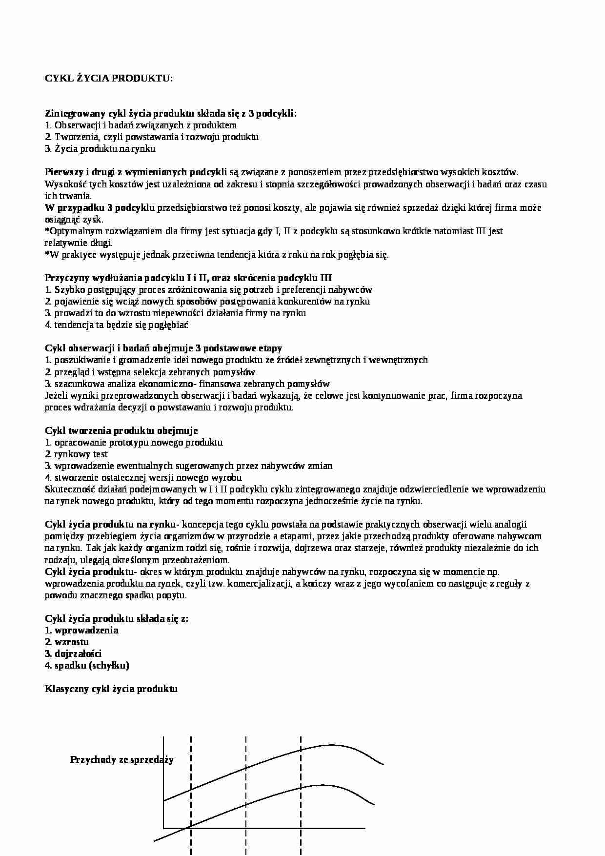 Wykład - cykl życia produków, sem IV - strona 1