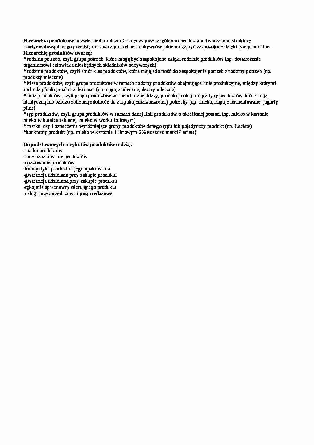 Wykład - hierarchia produktów, sem IV - strona 1