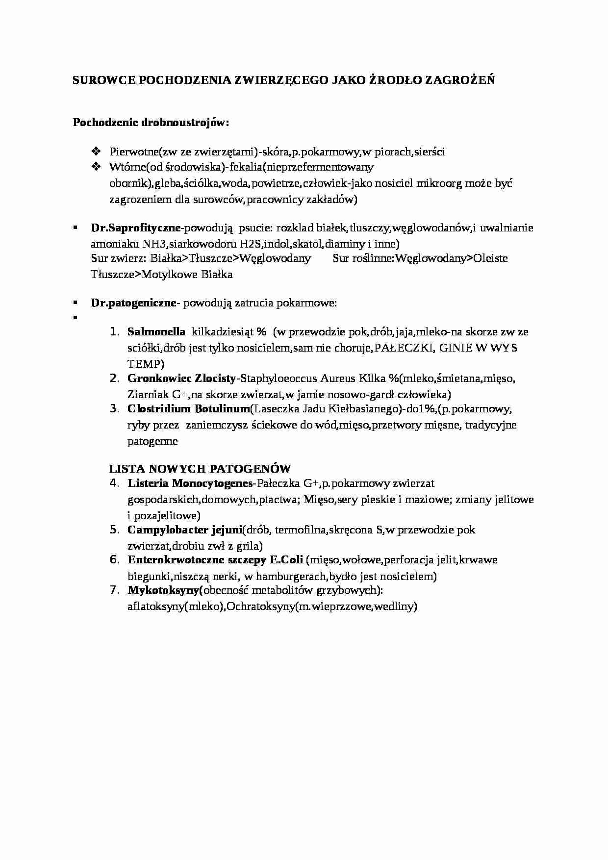 Surowce zwierzęce - wykład - strona 1