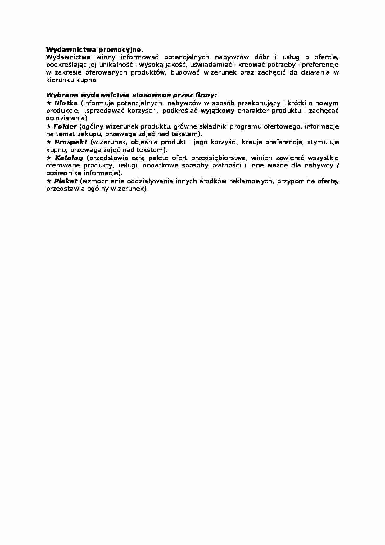 Wykład - wydawnictwa promocyjne, sem IV - strona 1