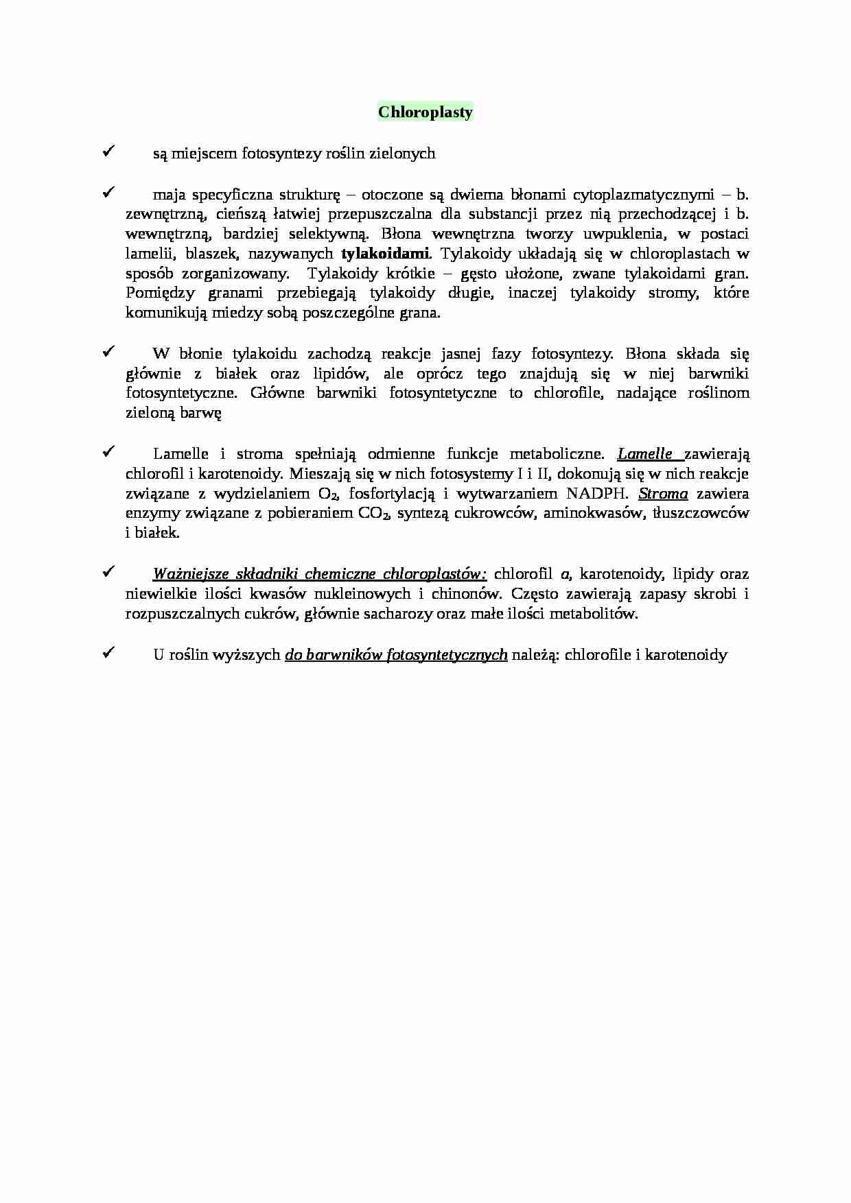 Chloroplasty - wykład - Fotosynteza - strona 1