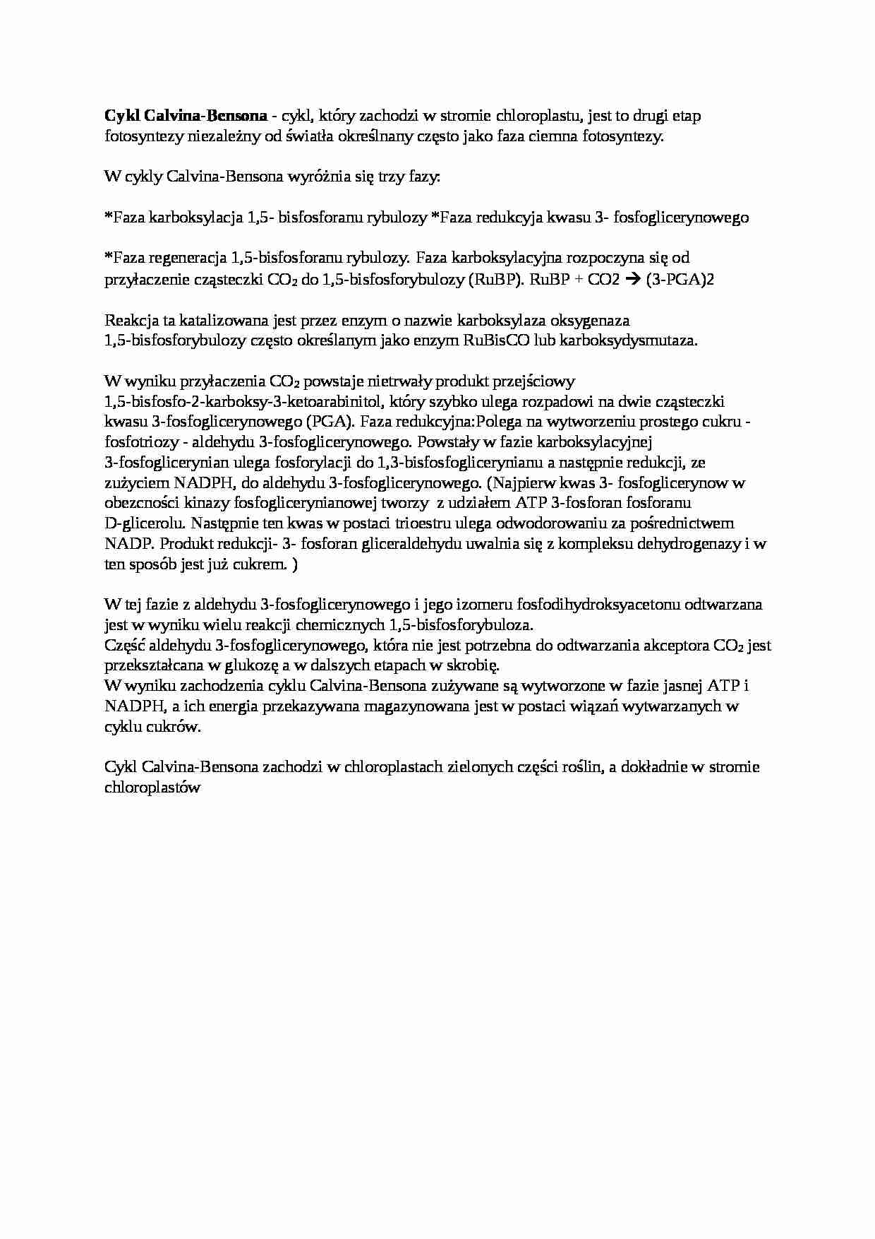 Cykl Calvina - wykład - strona 1
