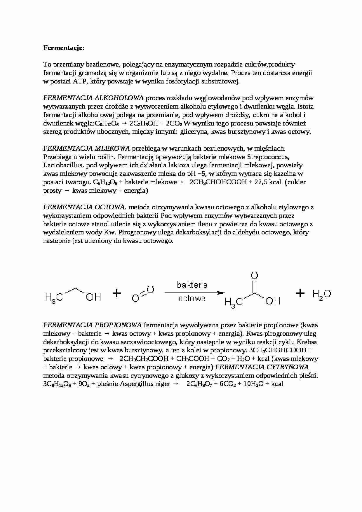 Fermentacje - wykład, sem III - strona 1
