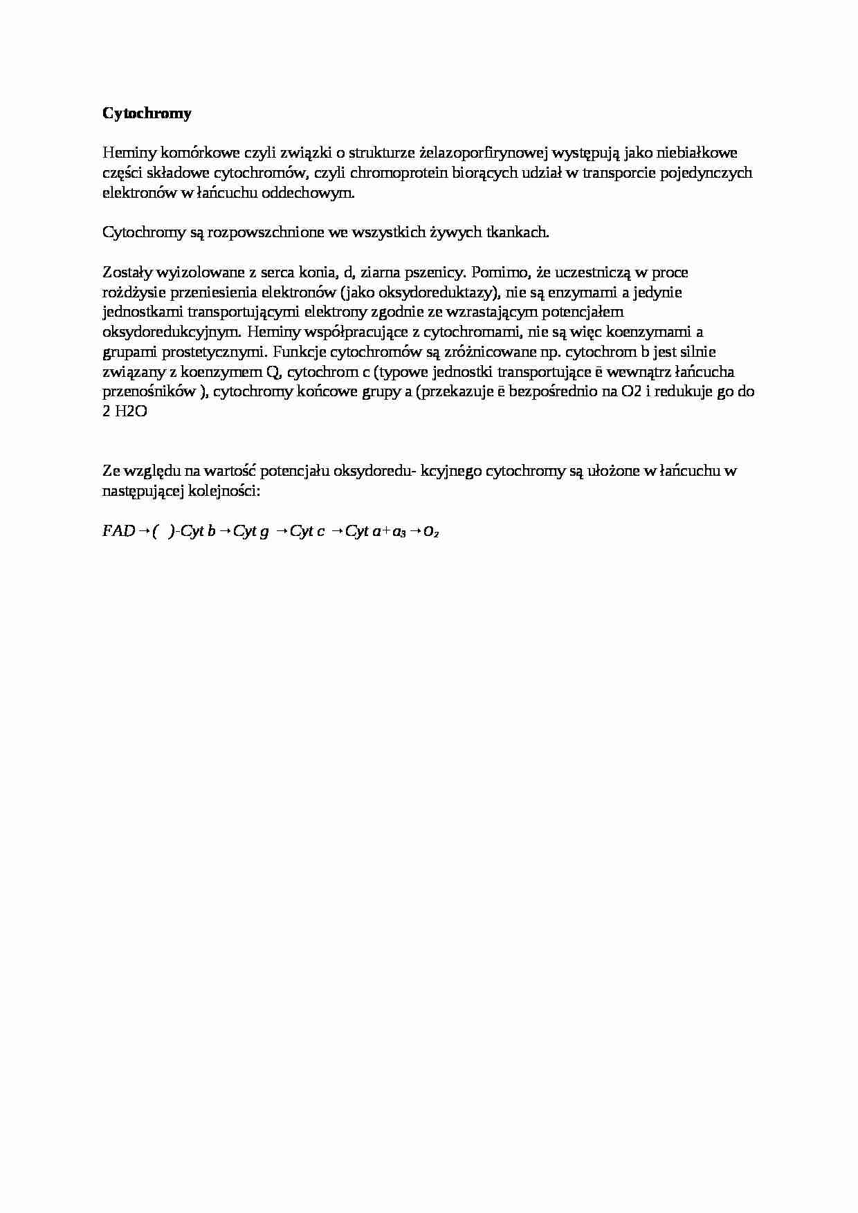 Cytochromy - opracowanie - strona 1