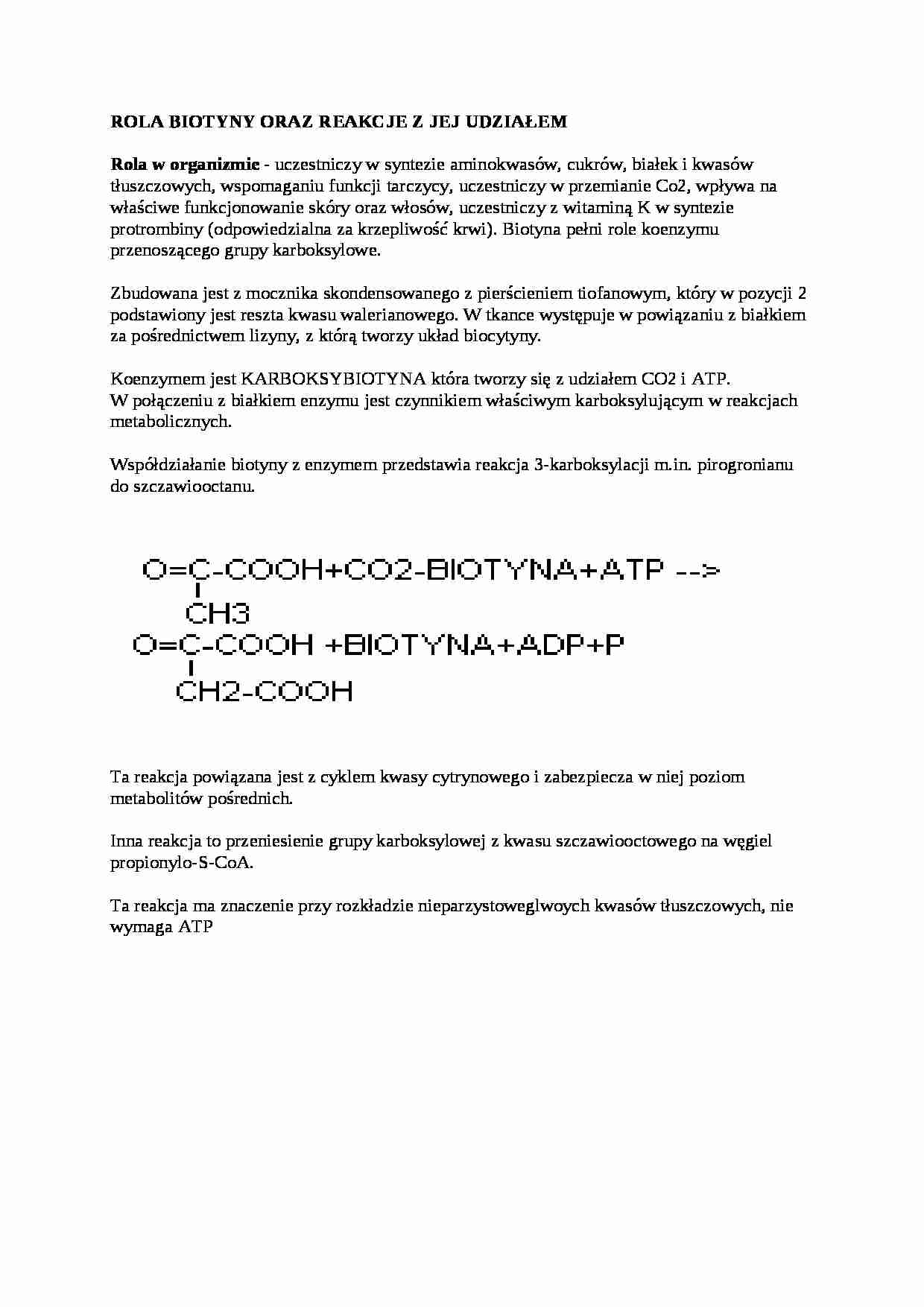 Rola biotyny - wykład, sem III - strona 1