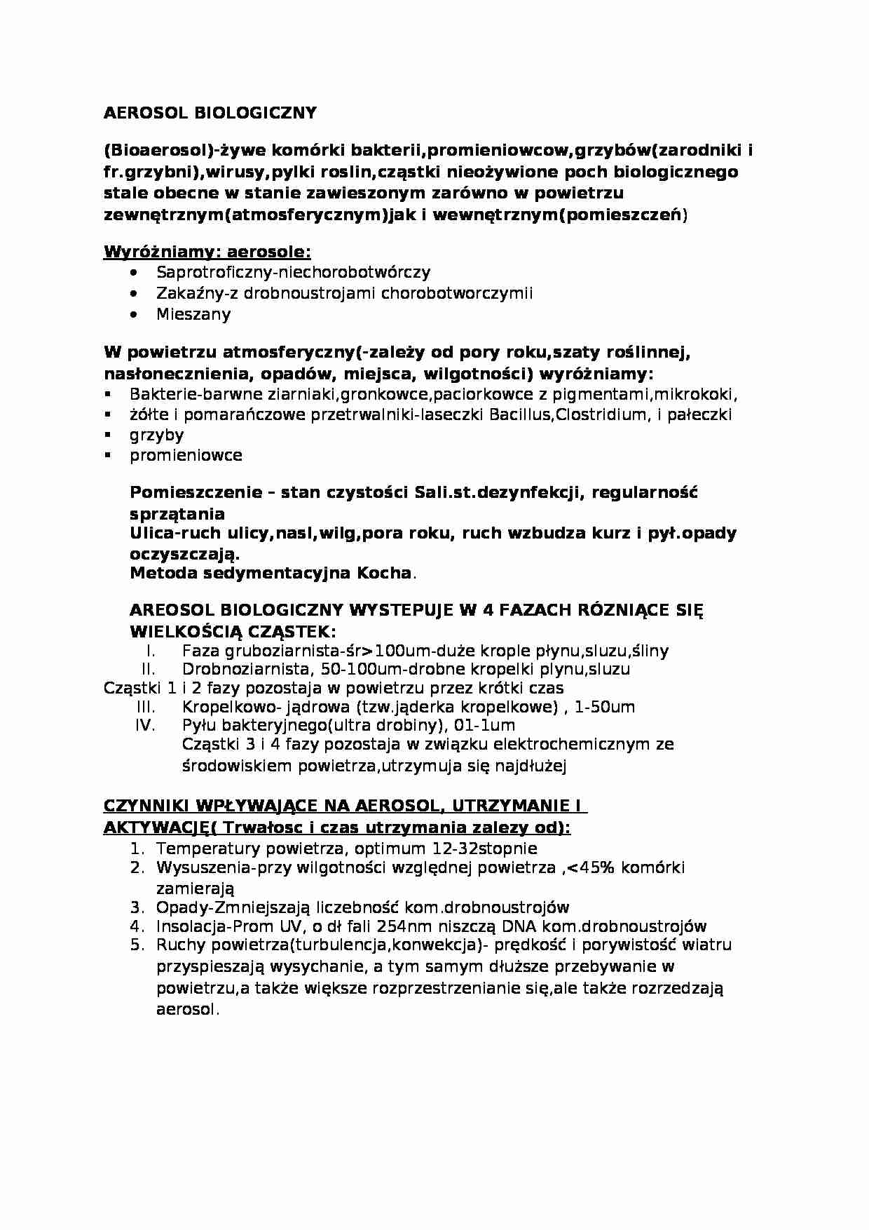 Aerosol biologiczny - wykład, sem III - strona 1