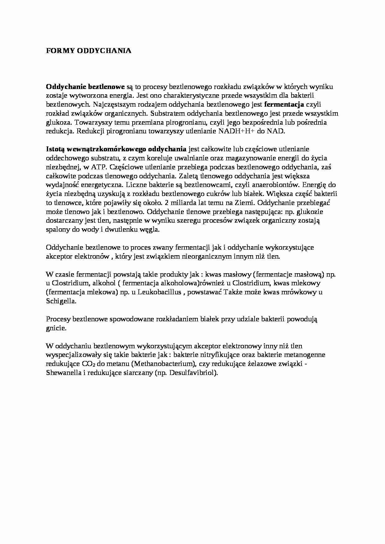 Formy oddychania - wykład, sem III - strona 1