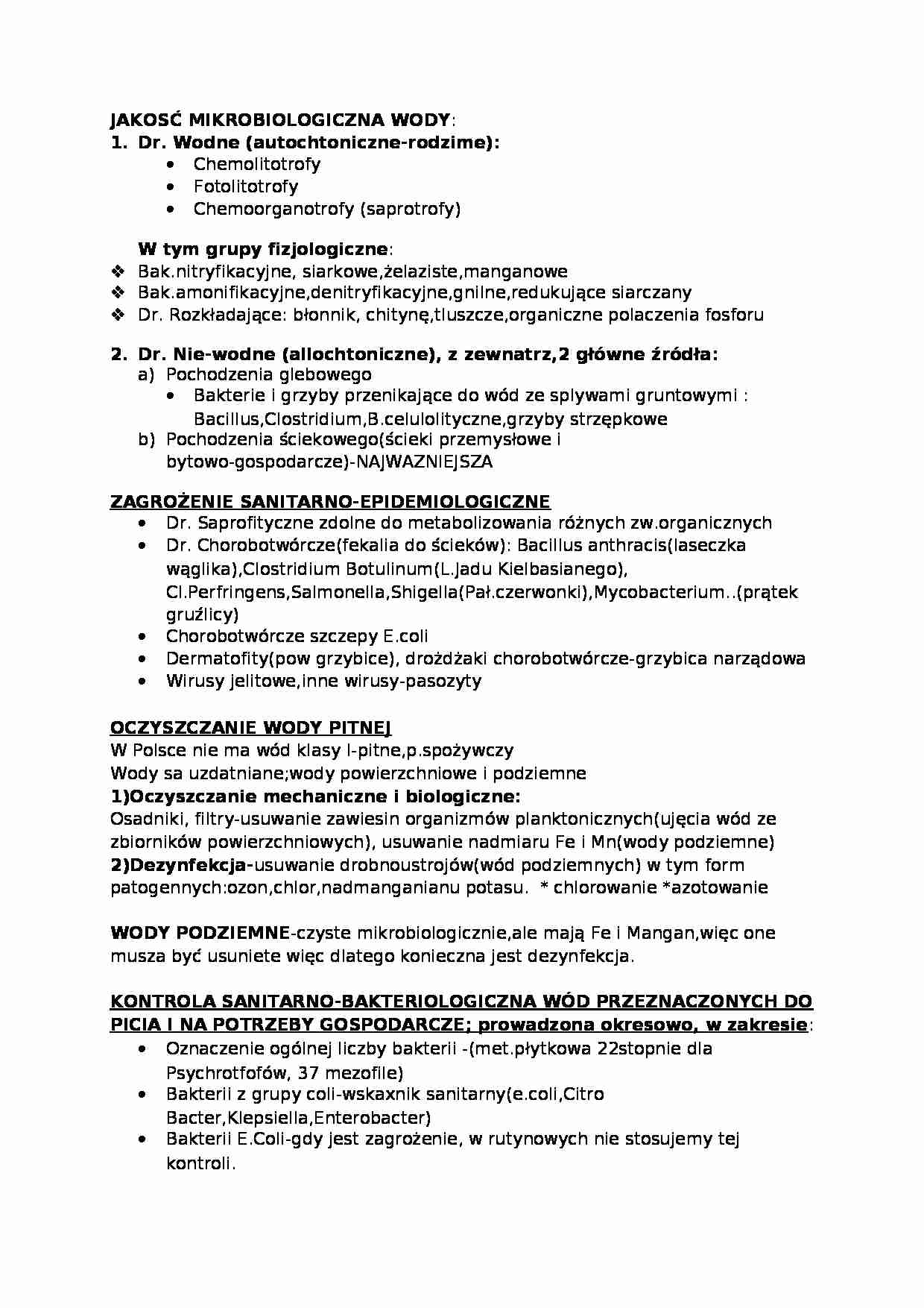 Wykład - jakość mikrobiologiczna wody, sem III - strona 1