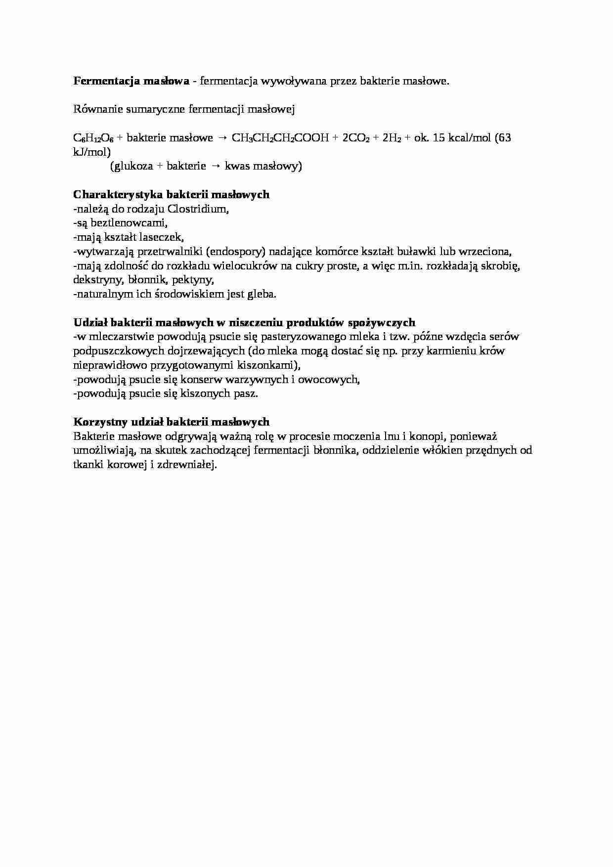 Fermentacja masłowa - wykład - strona 1
