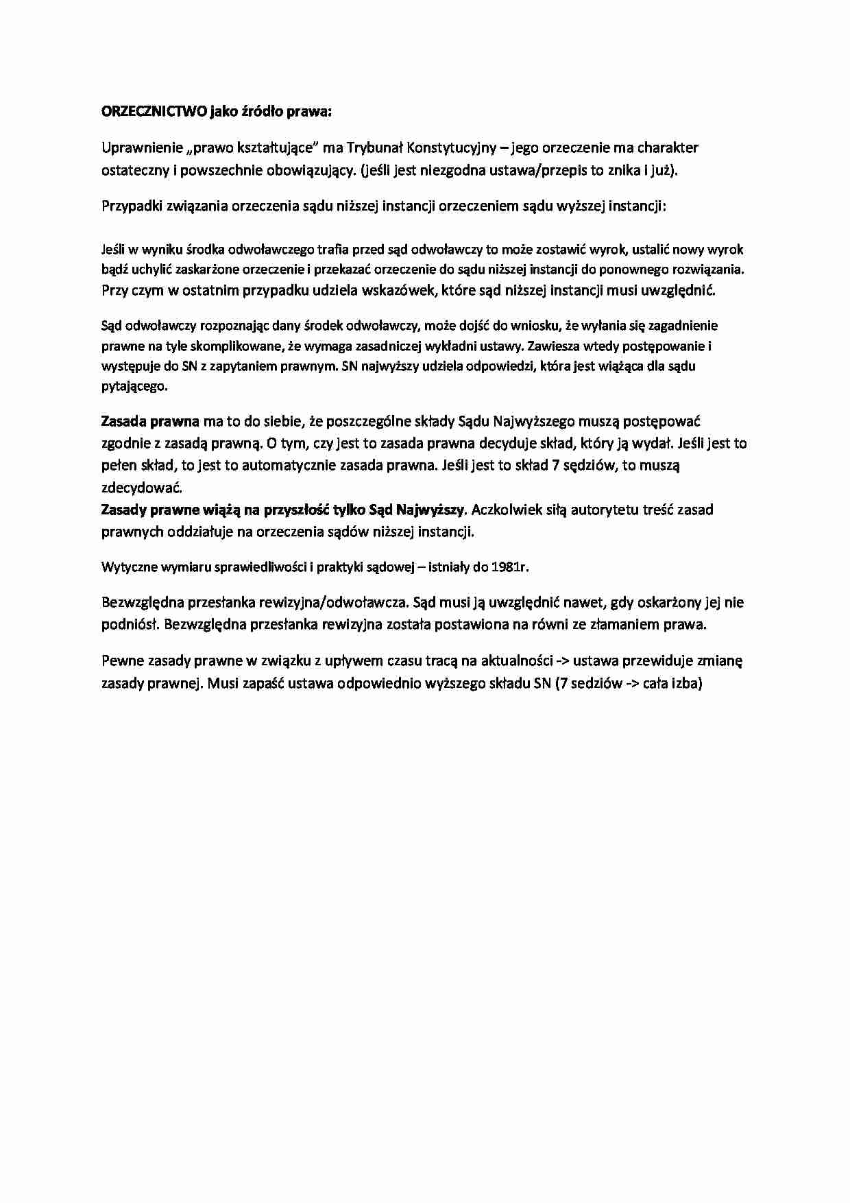 Orzecznictwo jako źródło prawa - strona 1