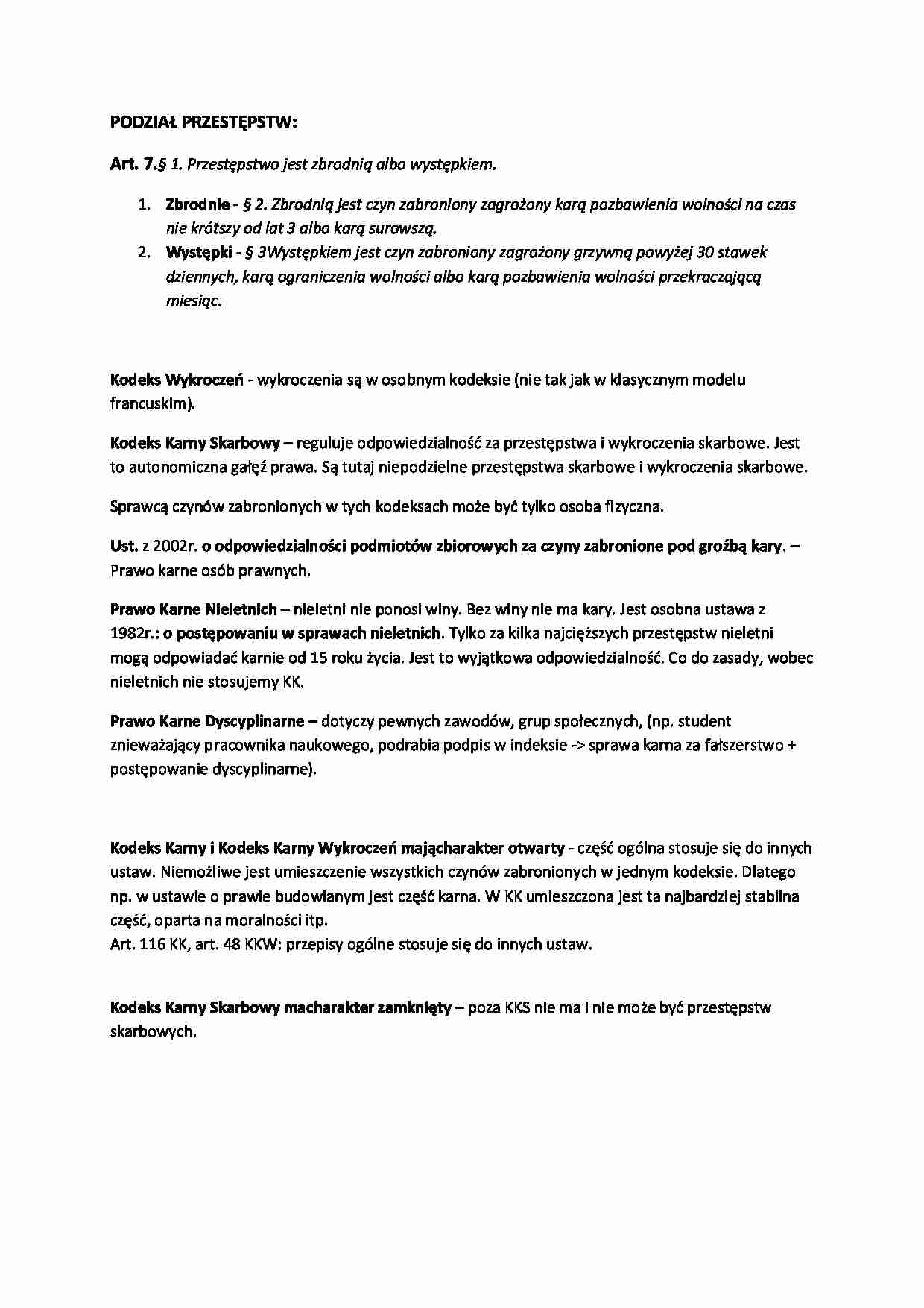 PODZIAŁ PRZESTĘPSTW - Zbrodnie  - strona 1