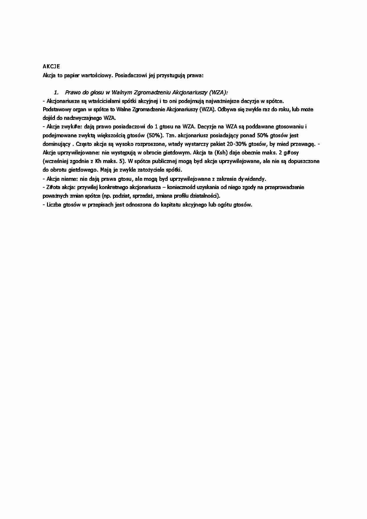 AKCJE - wykład II semestr - strona 1