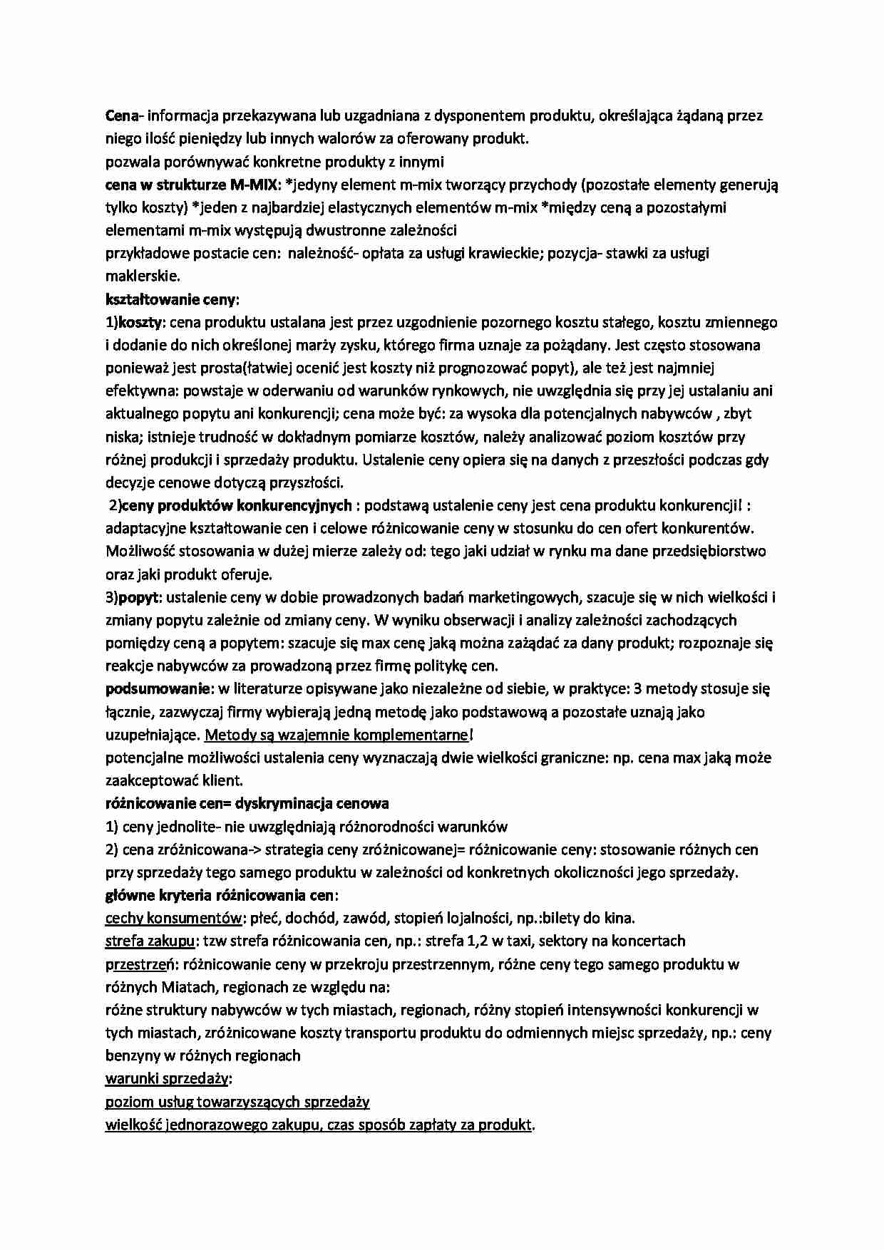 Cena - wykład 2 semestr - strona 1