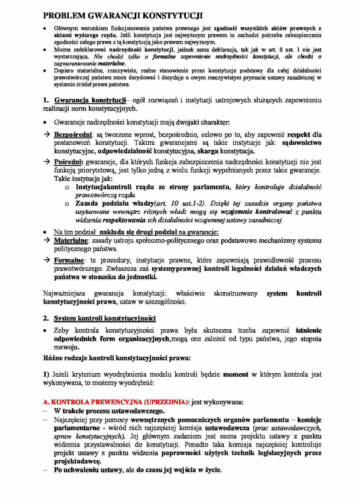 Problem Gwarancji Konstytucji - strona 1