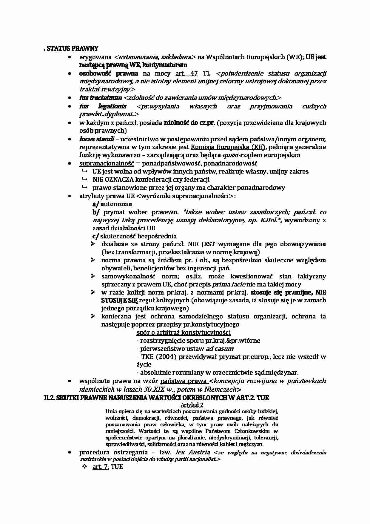 STATUS PRAWNY UE - strona 1