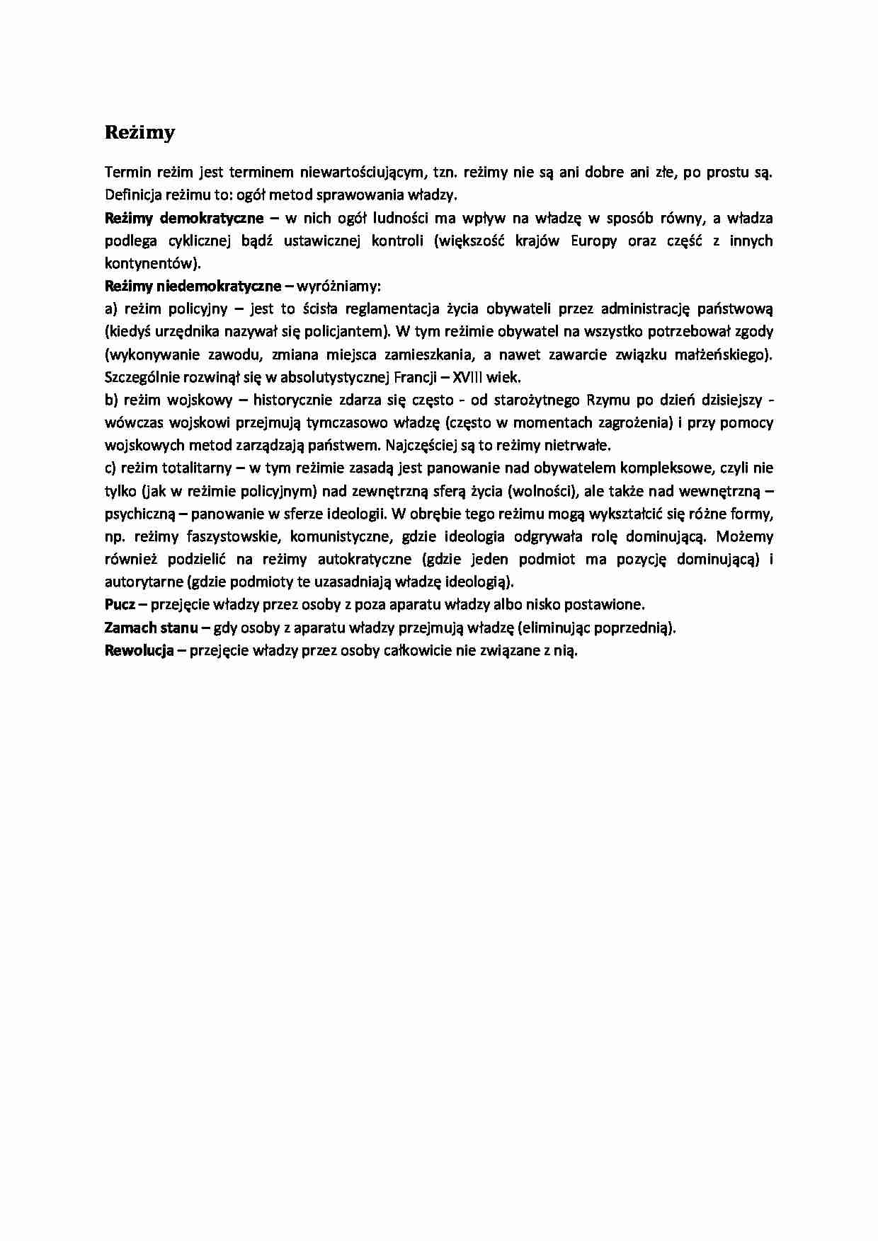 Reżimy - wykład 2 semestr - strona 1