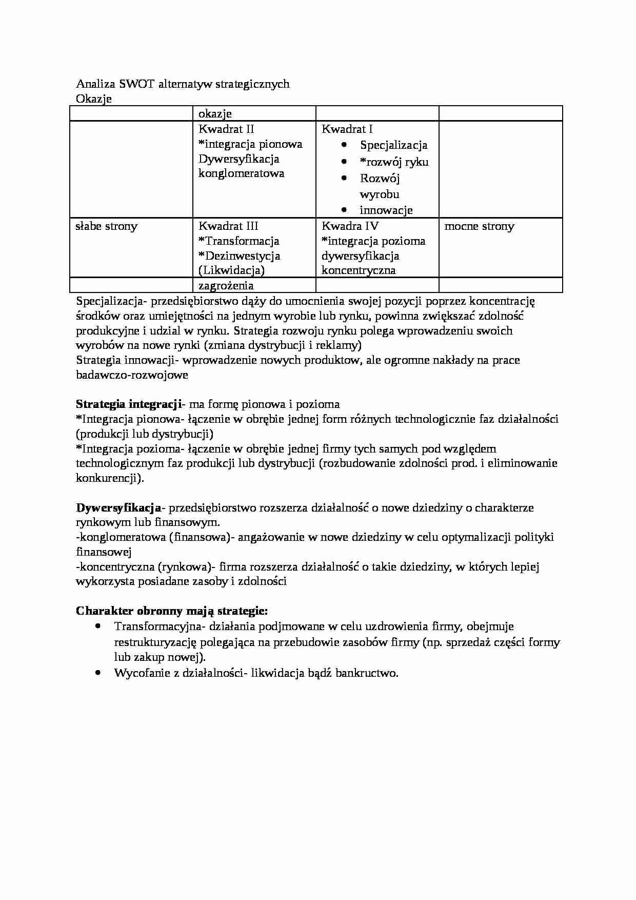 Wykład -etapy analizy SWOT, sem IV - strona 1