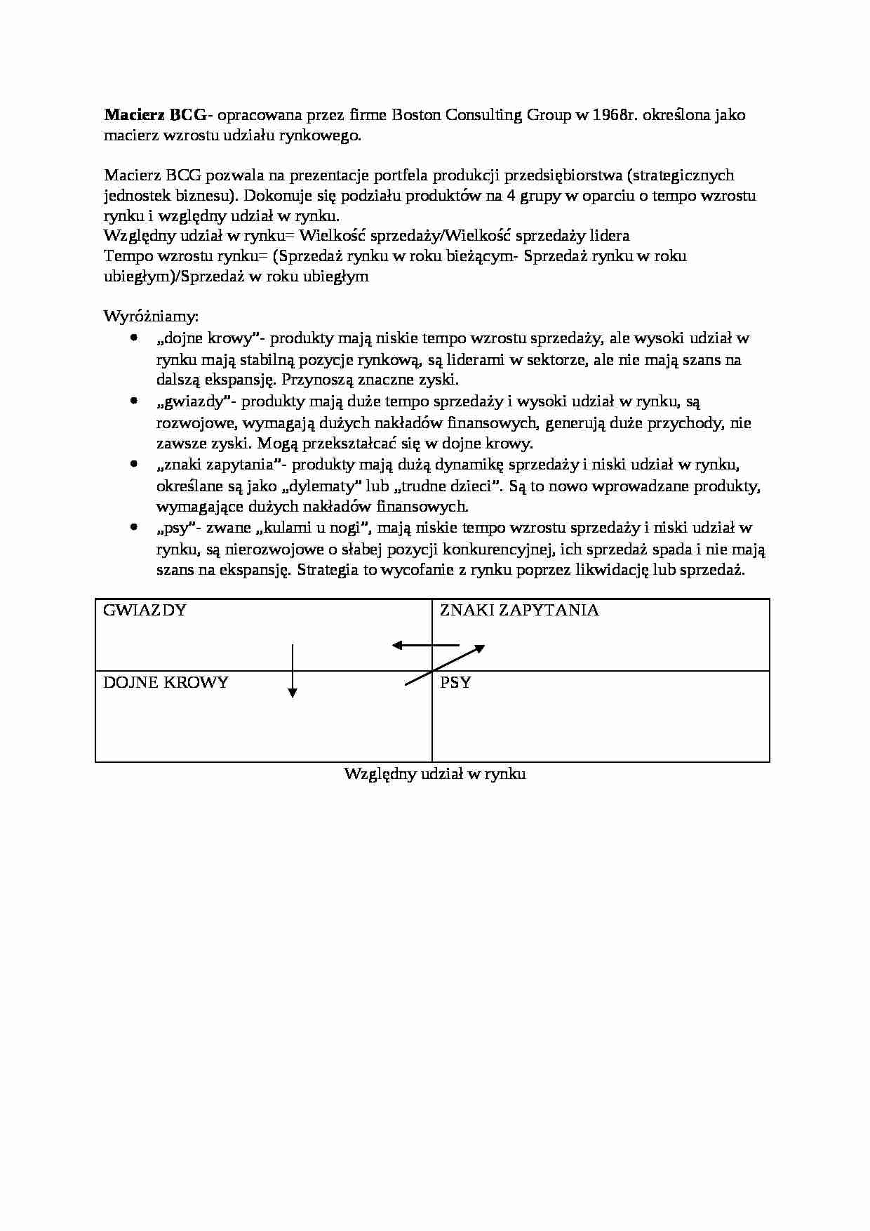 Macierz BCG - wykład, sem IV - strona 1