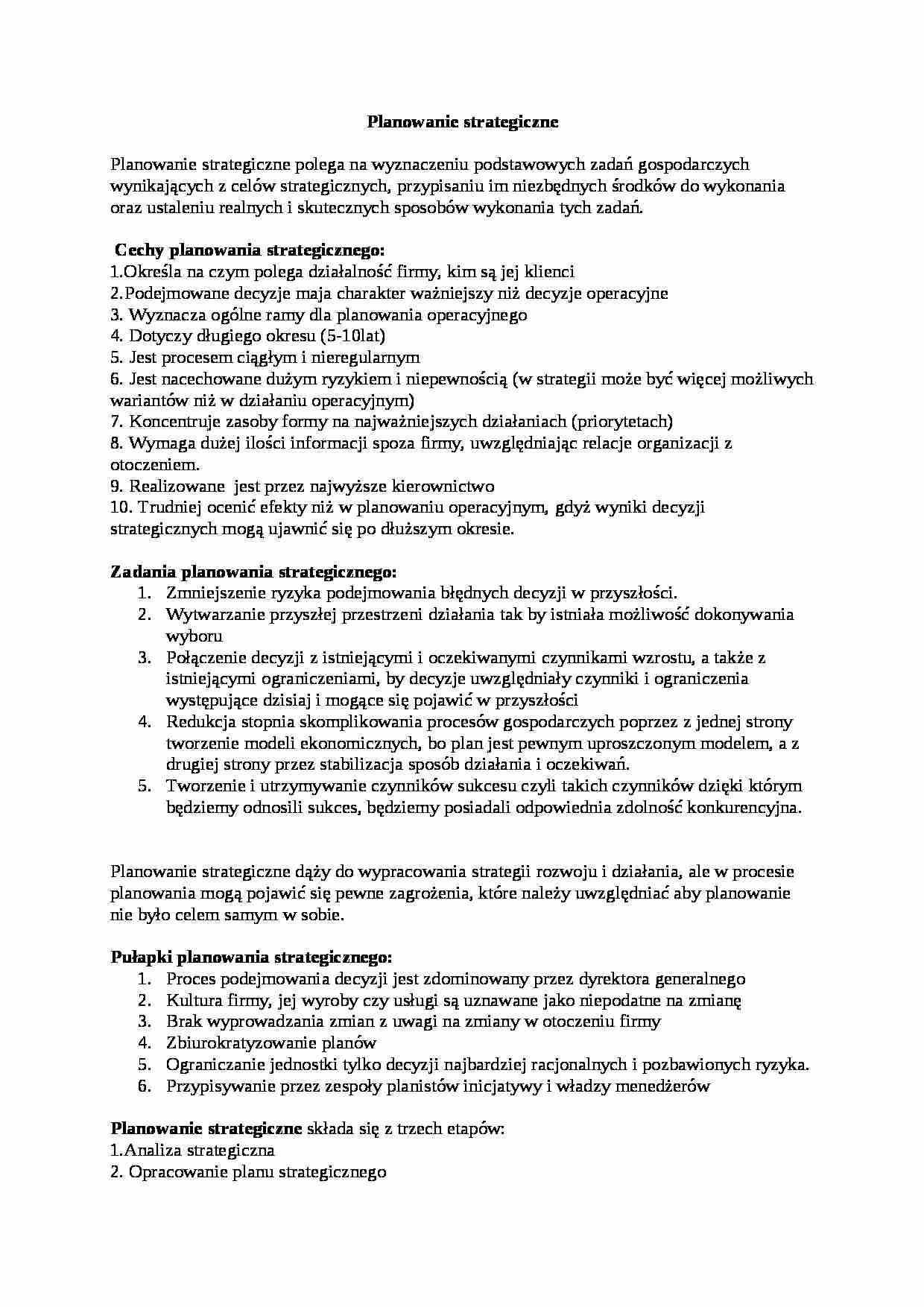 Wykład - planowanie strategiczne, sem IV - strona 1