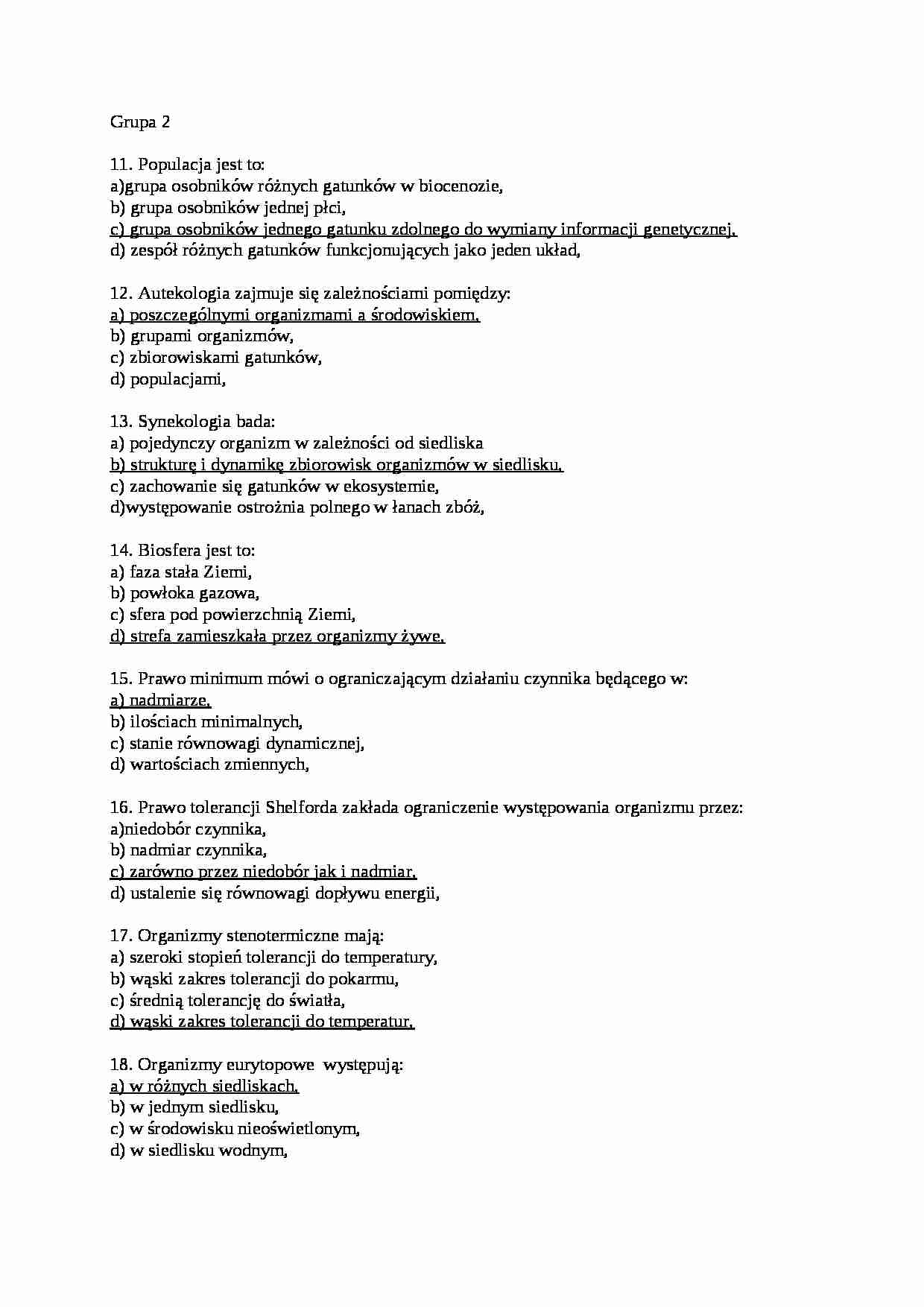Egzamin z ekologii, sem V - strona 1