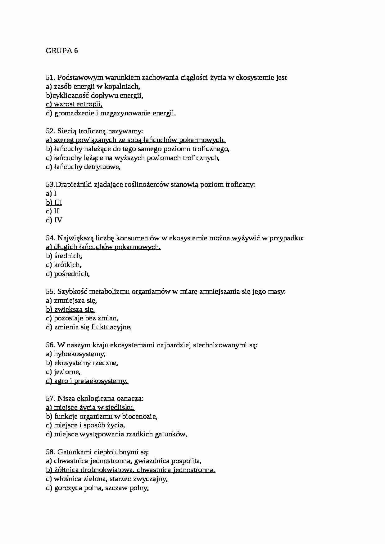 Egzamin - ekologia, sem V - ekosystem - strona 1