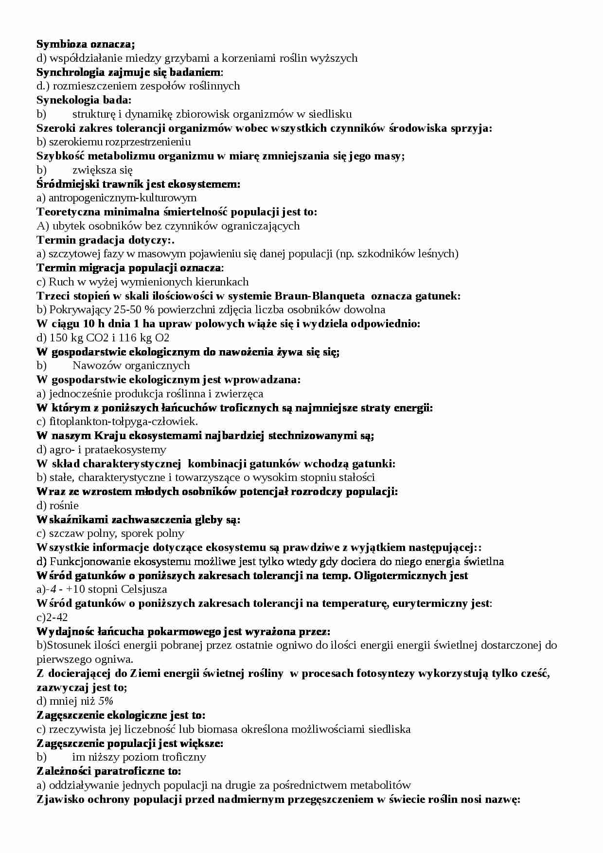 Kolokwium z ekologii, sem V - Symbioza - strona 1