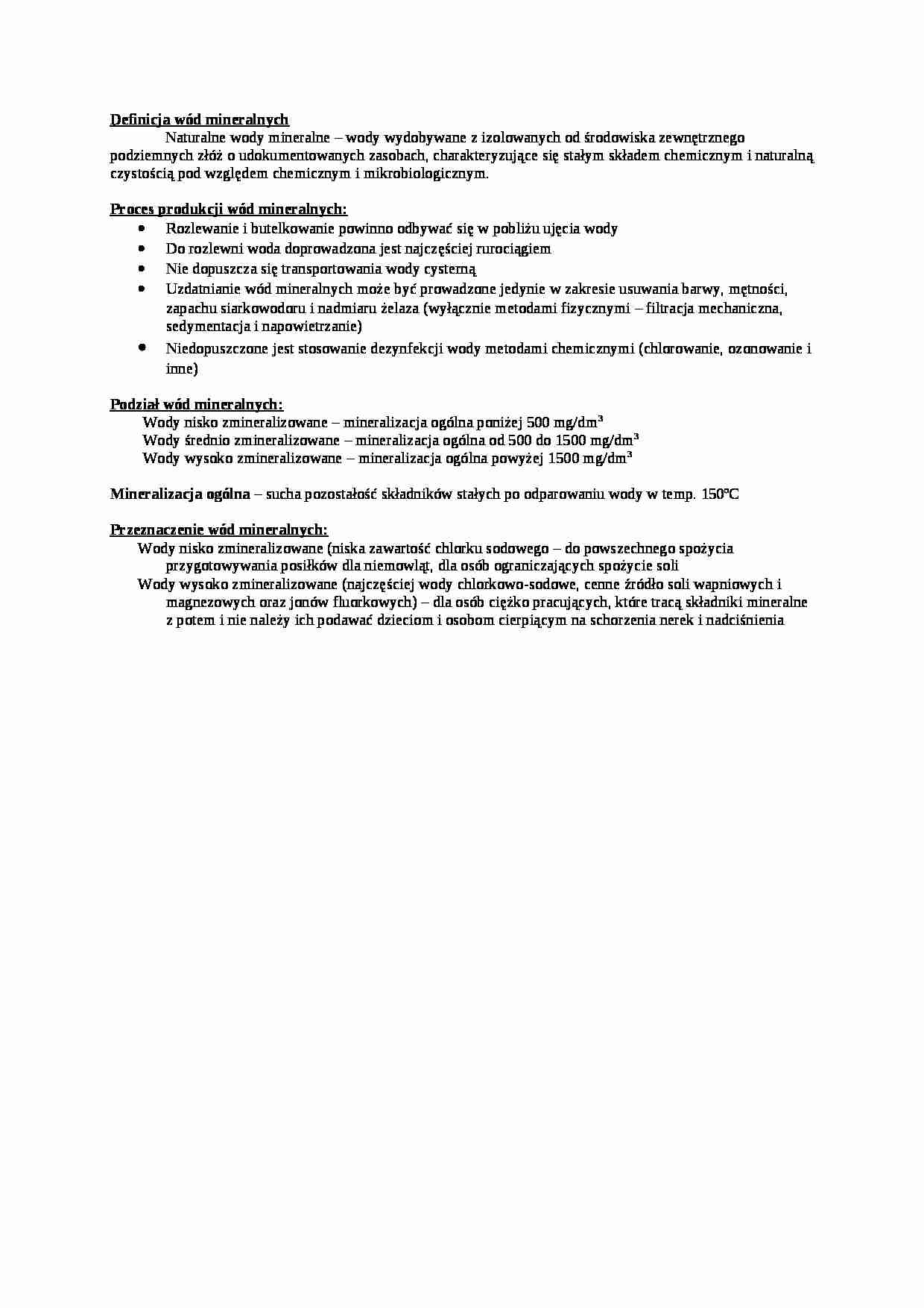 Woda mineralna - wykład, sem V - strona 1