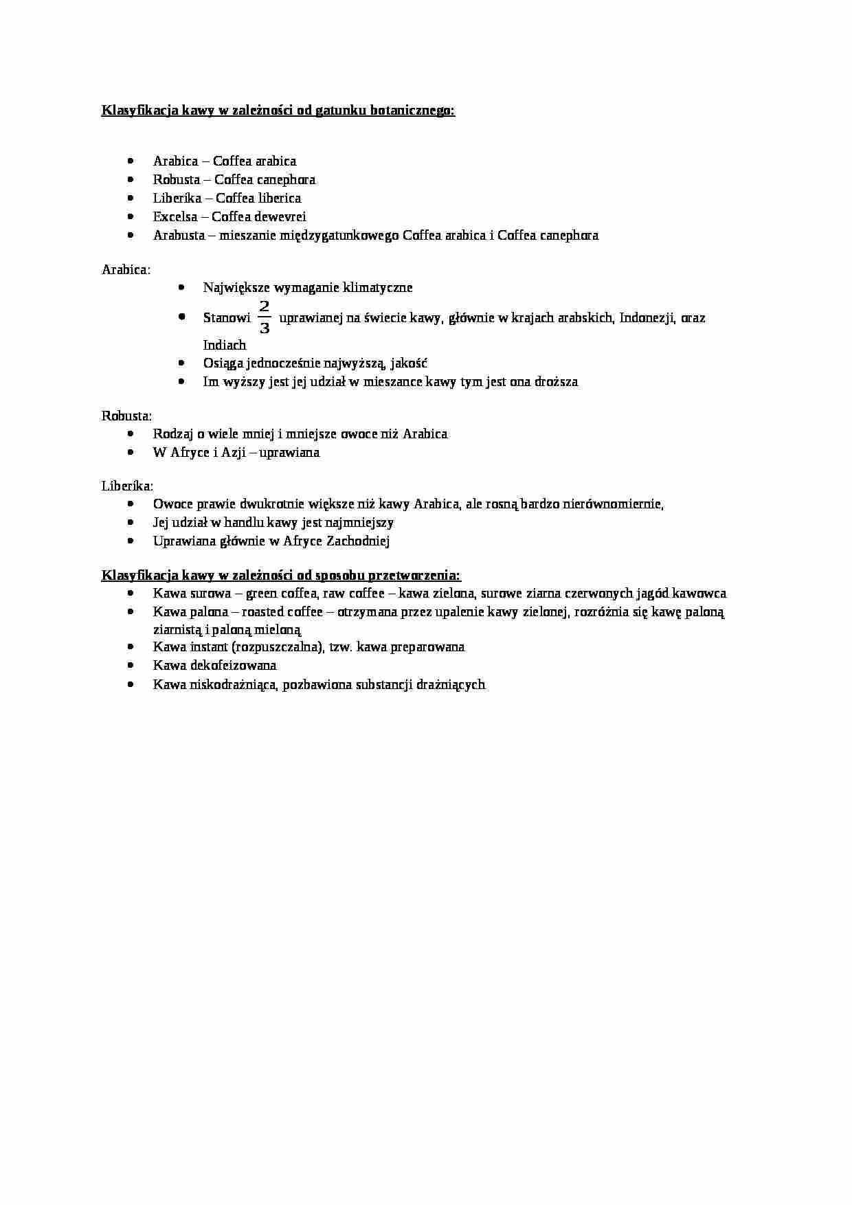 Wykład - klasyfikacja kawy, sem V - strona 1