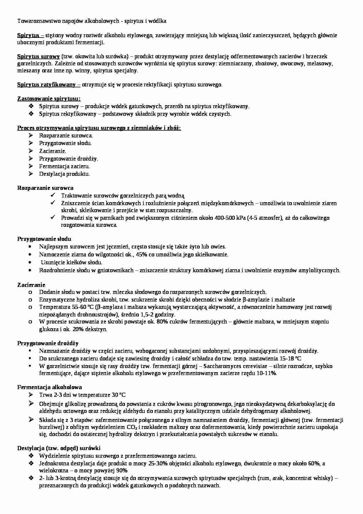 Wykład - spirytus i wódka, sem V - strona 1