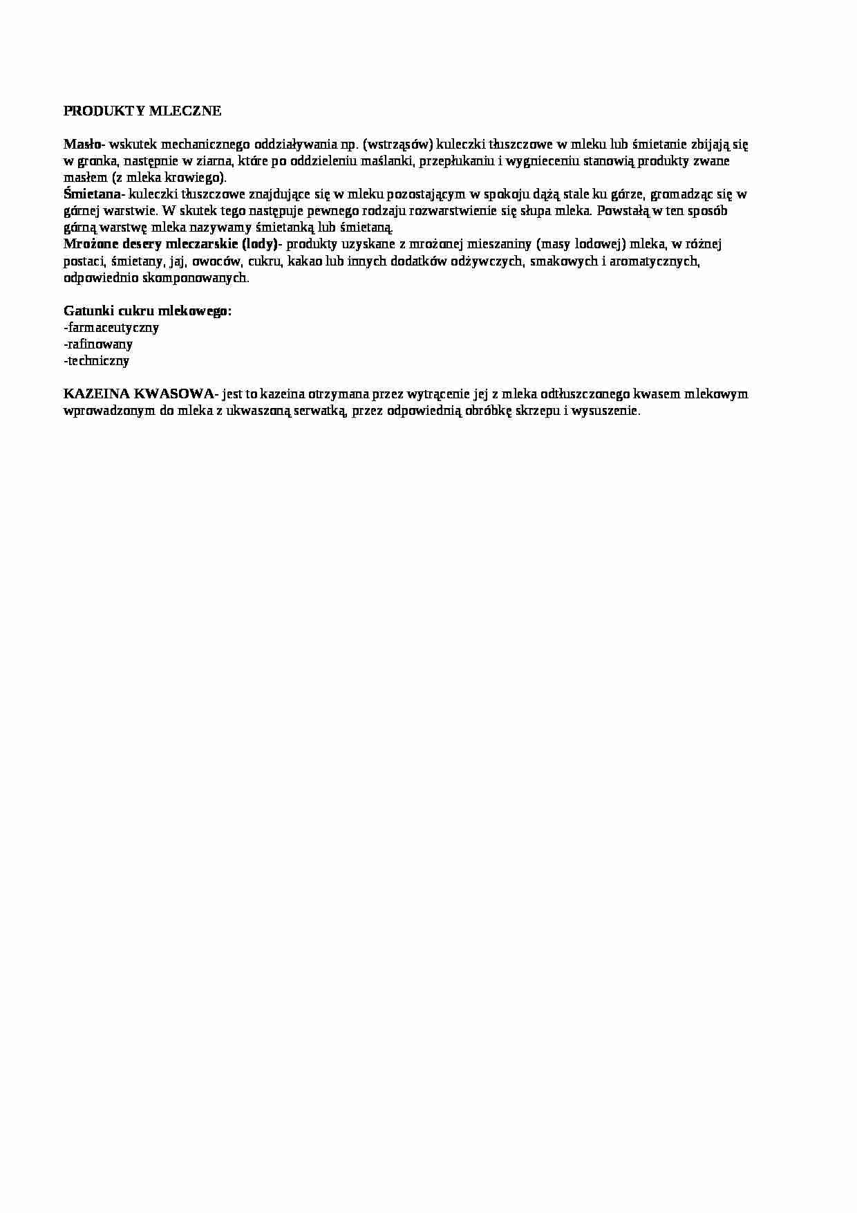 Wykład - produkty mleczne, sem IV - strona 1