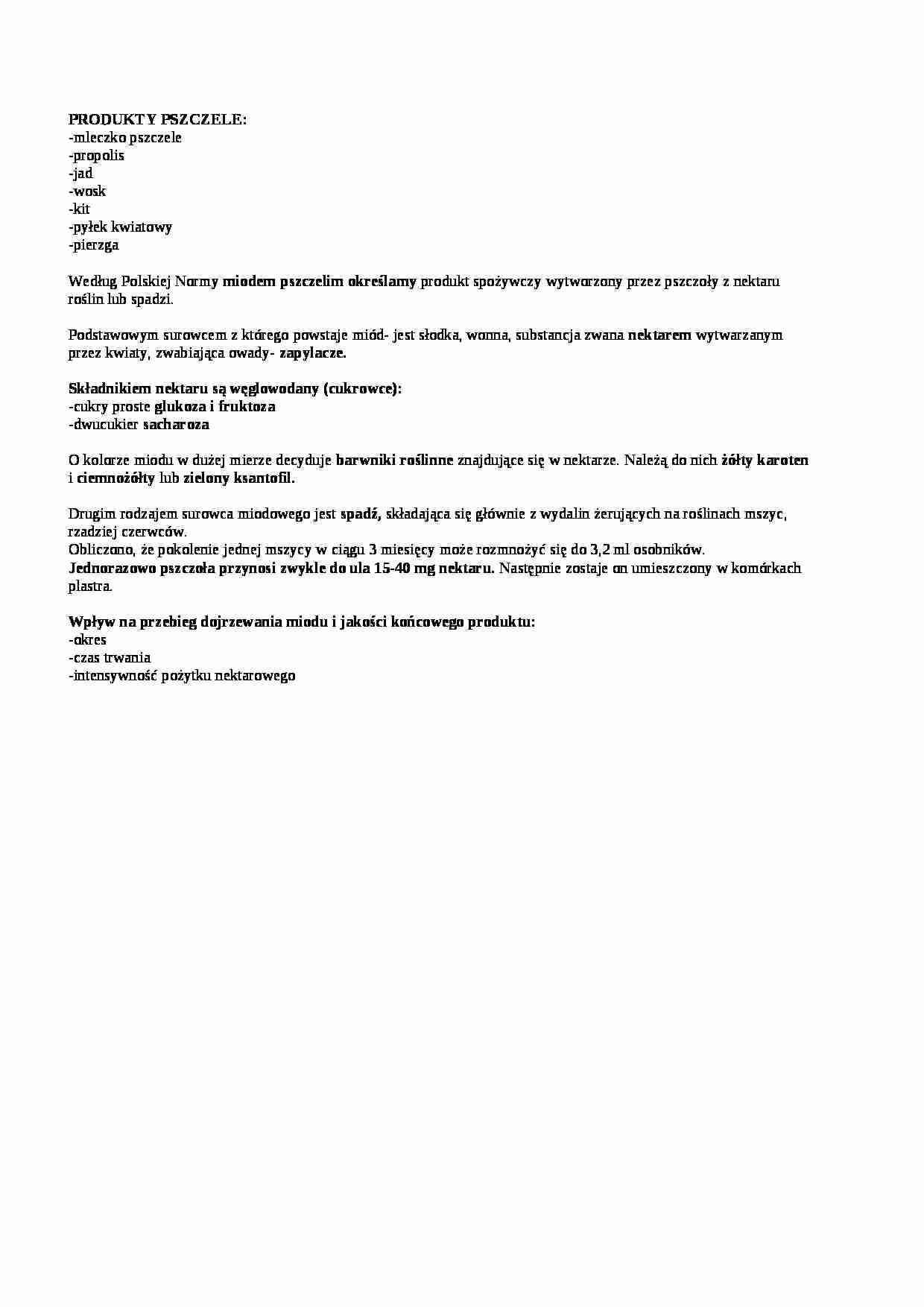 Wykład - produkty pszczele, sem IV - strona 1