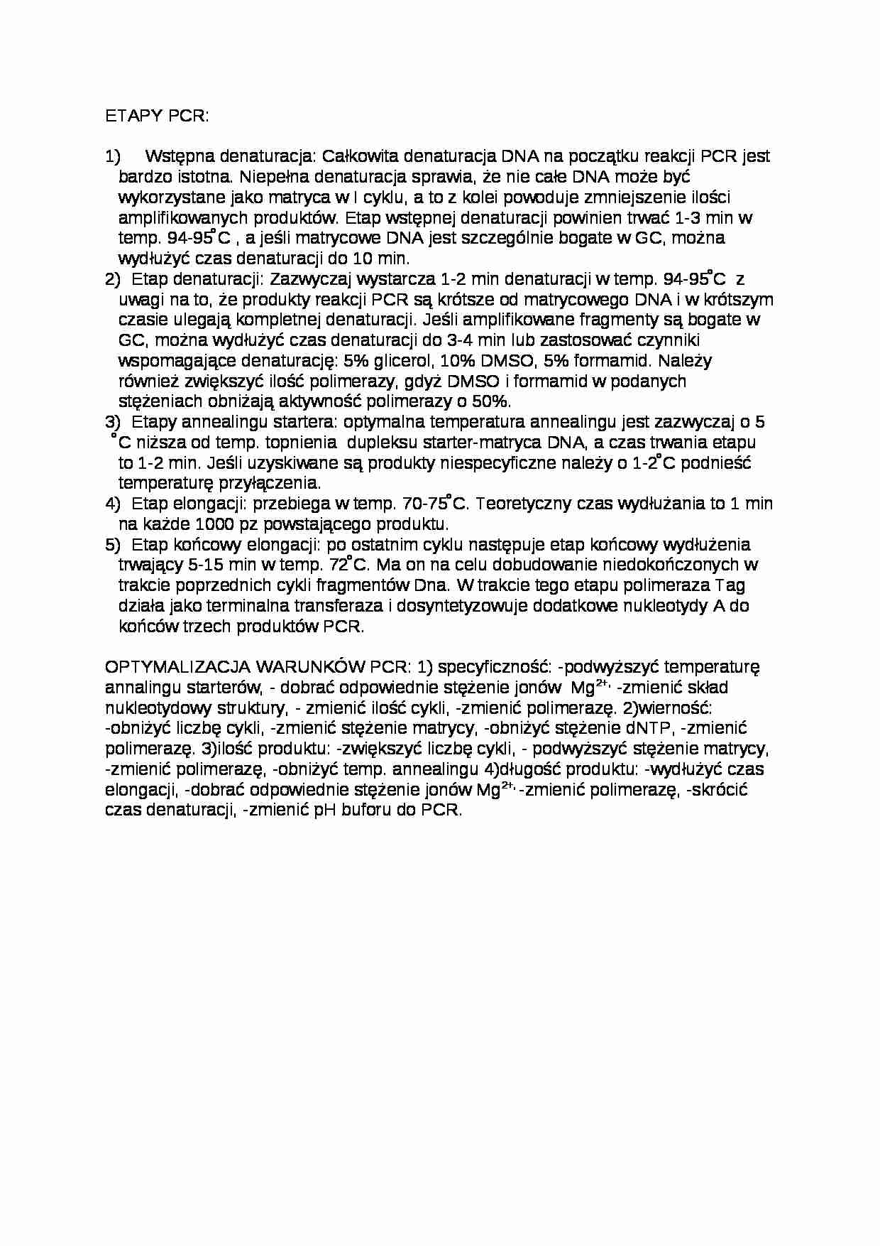 Etapy PCR, sem VI - strona 1