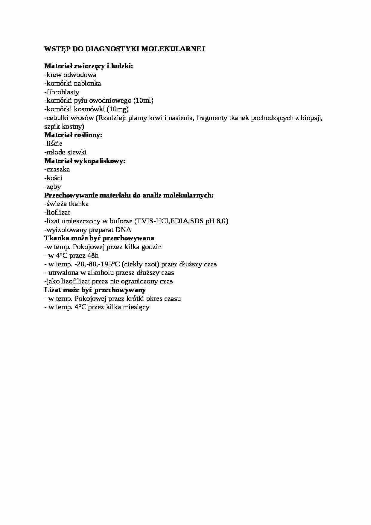 Wstęp do diagnostyki molekularnej, sem 5 - strona 1