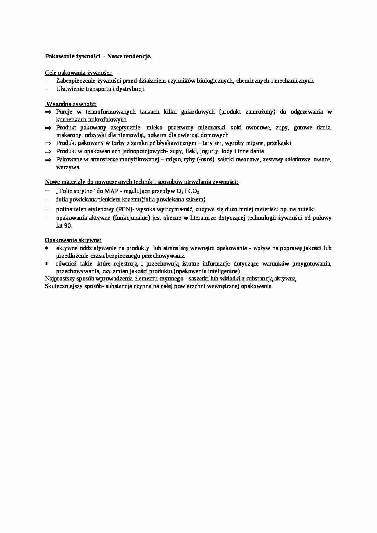 Pakowanie żywności- nowe tendencje, sem VI - strona 1