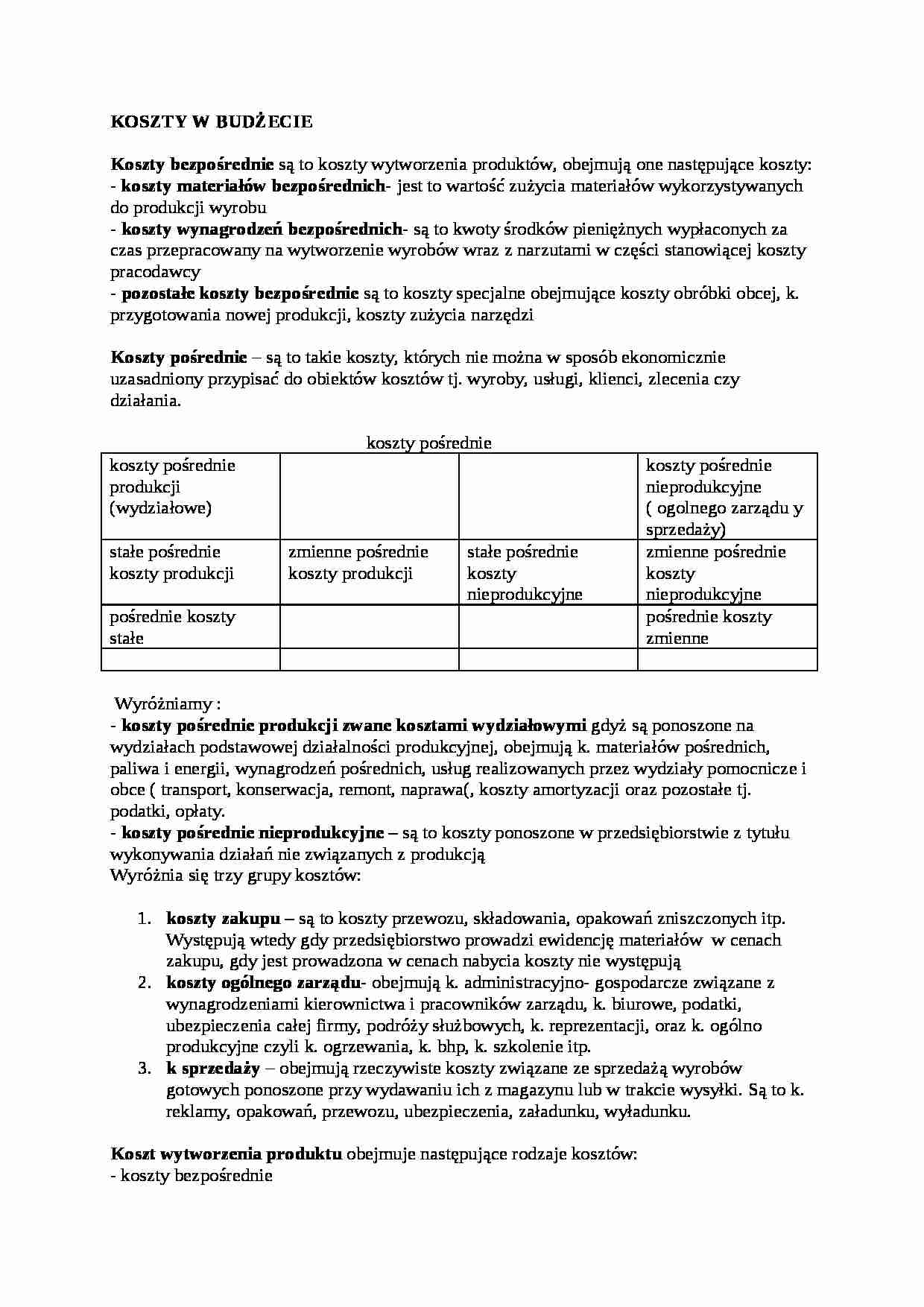 Koszty w budżecie, sem IV - strona 1