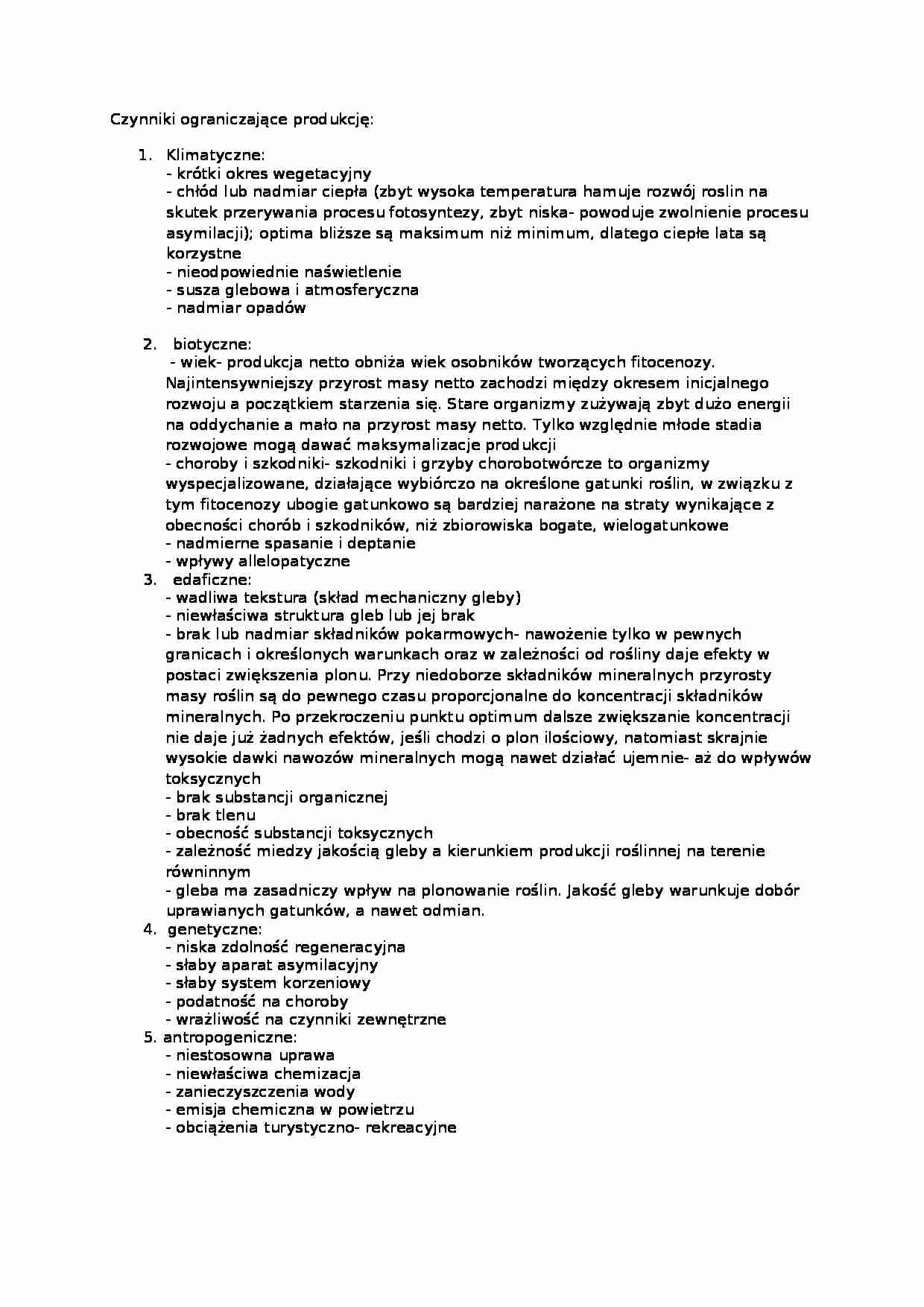 Czynniki ograniczające produkcję, sem V - strona 1