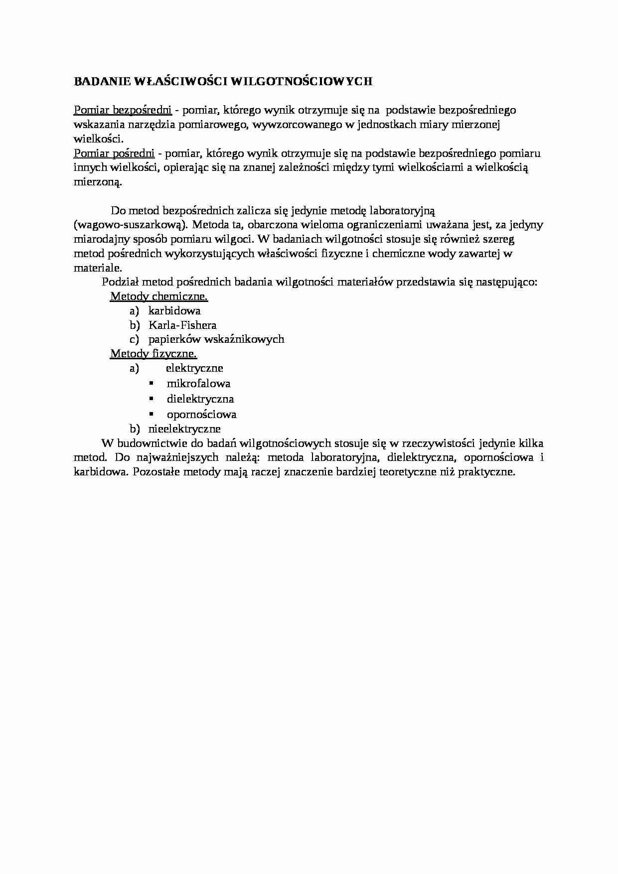 Badania właściwości wilgotnościowych  - omówienie - strona 1