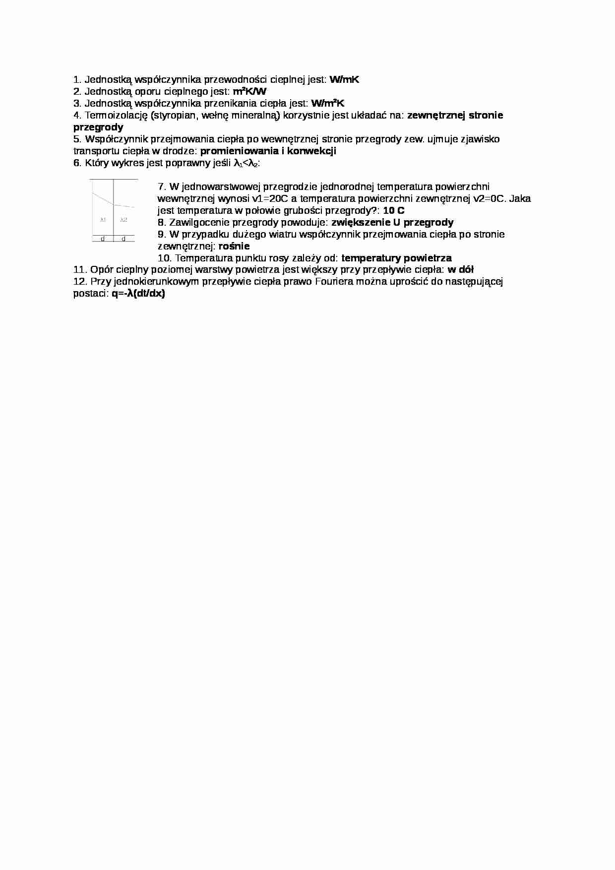 Fizyka budowli - egzamin 2 - strona 1