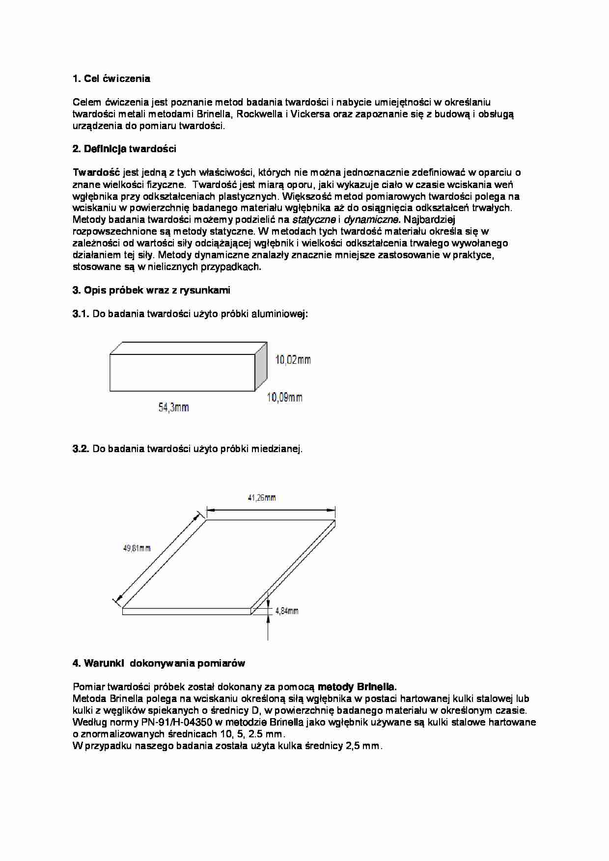 Twardość materiałów, sem IV - ćwiczenia - strona 1